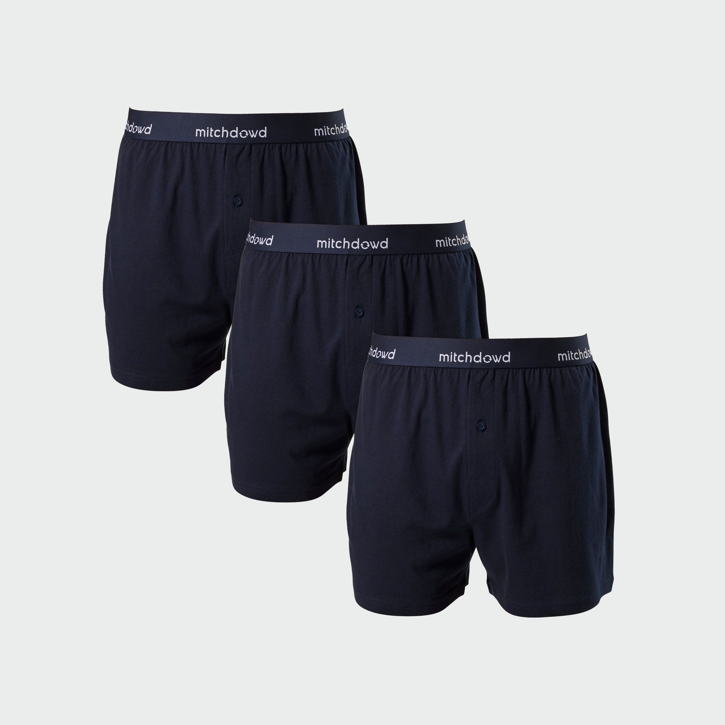 Men's Loose Fit Cotton Knit Boxer Briefs 3-Pack - Soft Breathable Underwear for Sleep & Lounge | Navy Blue