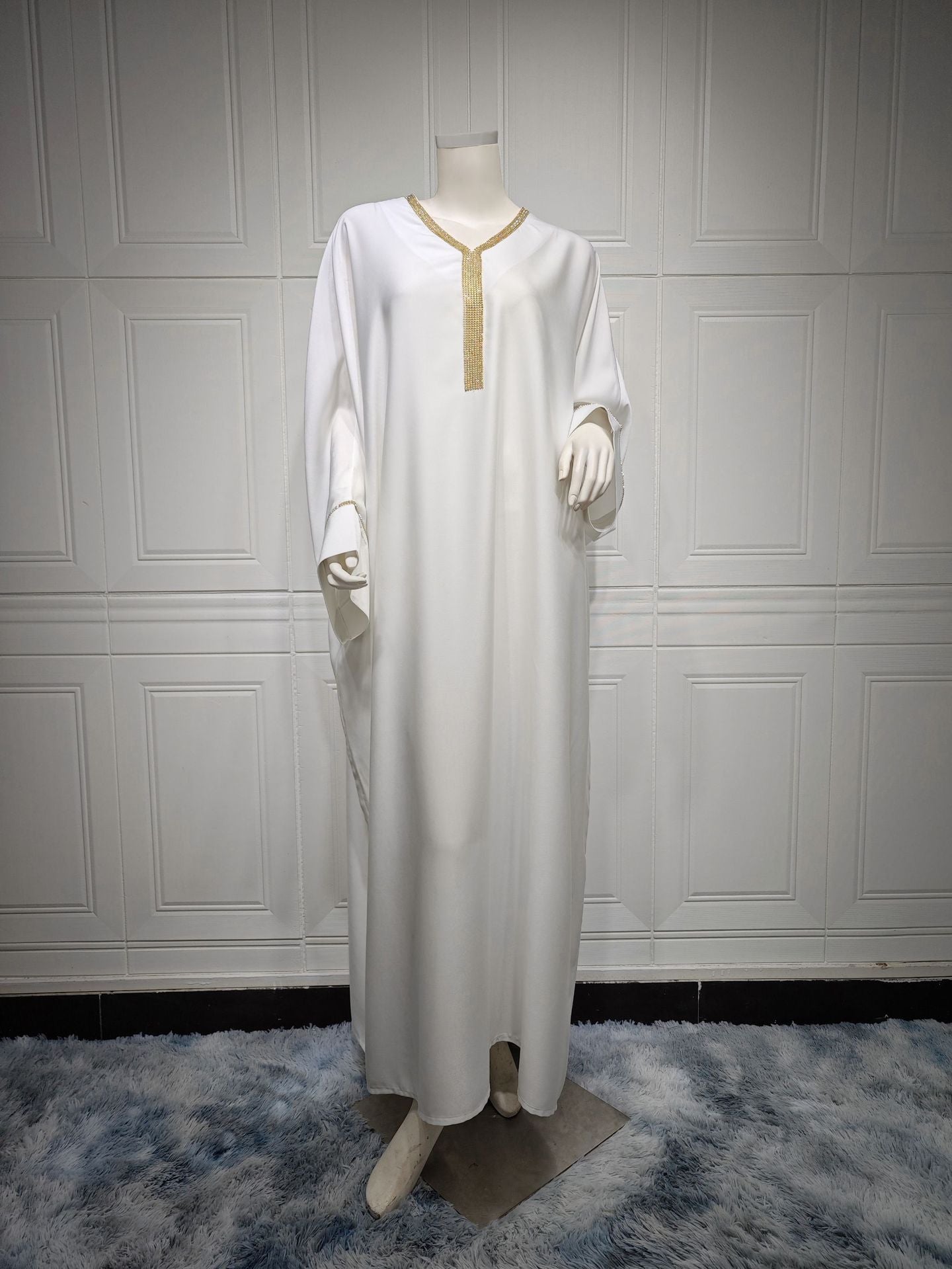 Elegant Women's Bat Sleeve V-Neck Dress - Flowy Casual & Party Wear for Women - Perfect for Date Night, Office, and Special Occasions