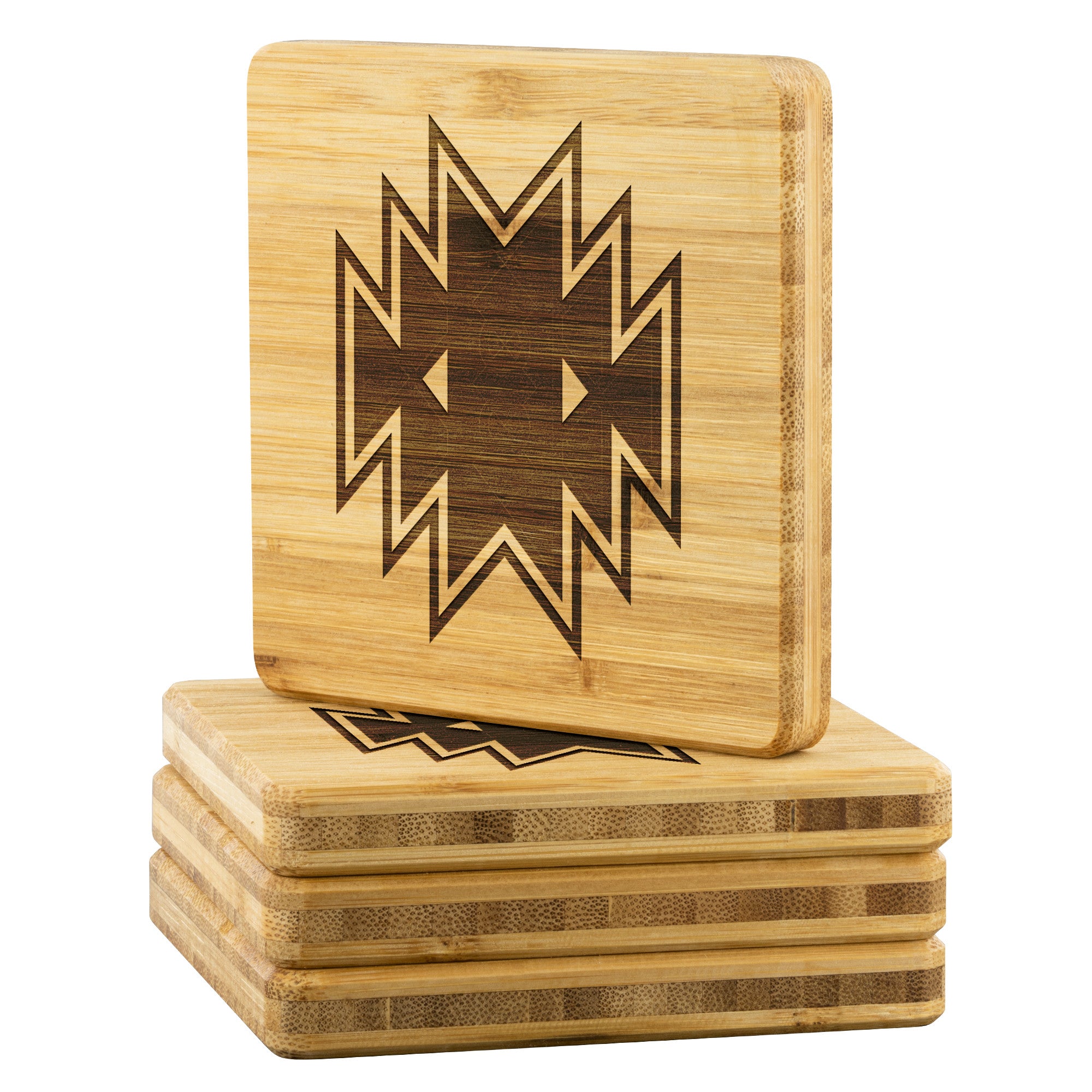 4-Pack Aztec Motif Coasters Set - Southwestern Style Absorbent Drink Coasters for Home Bar, Coffee Table & Housewarming Gifts