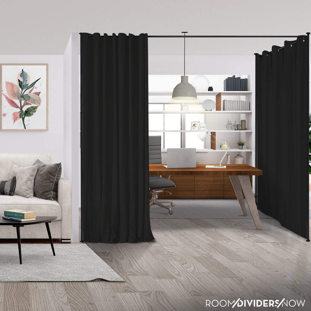 Zenfinit Premium Heavyweight Room Divider Kit - 8ft Tall x 5-6.8ft Wide Freestanding Partition Curtain in Dark Chocolate | Soundproof Privacy Screen for Bedroom, Office & Studio | Easy Setup Room Divider Wall