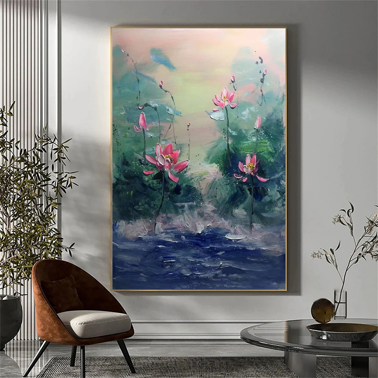 Beautiful Flower and Tree Painting #FT211 - Handmade Canvas Art for Home Decor, Living Room, Bedroom & Office Wall