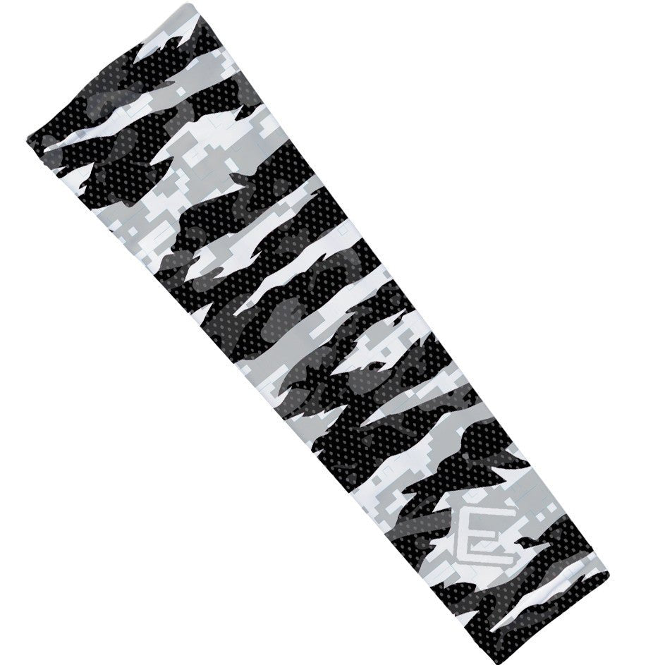 White Fierce Arm Sleeve for Sports & Outdoor Activities - UV Protection, Breathable Compression Sleeves for Basketball, Running, Cycling & Gym Workouts