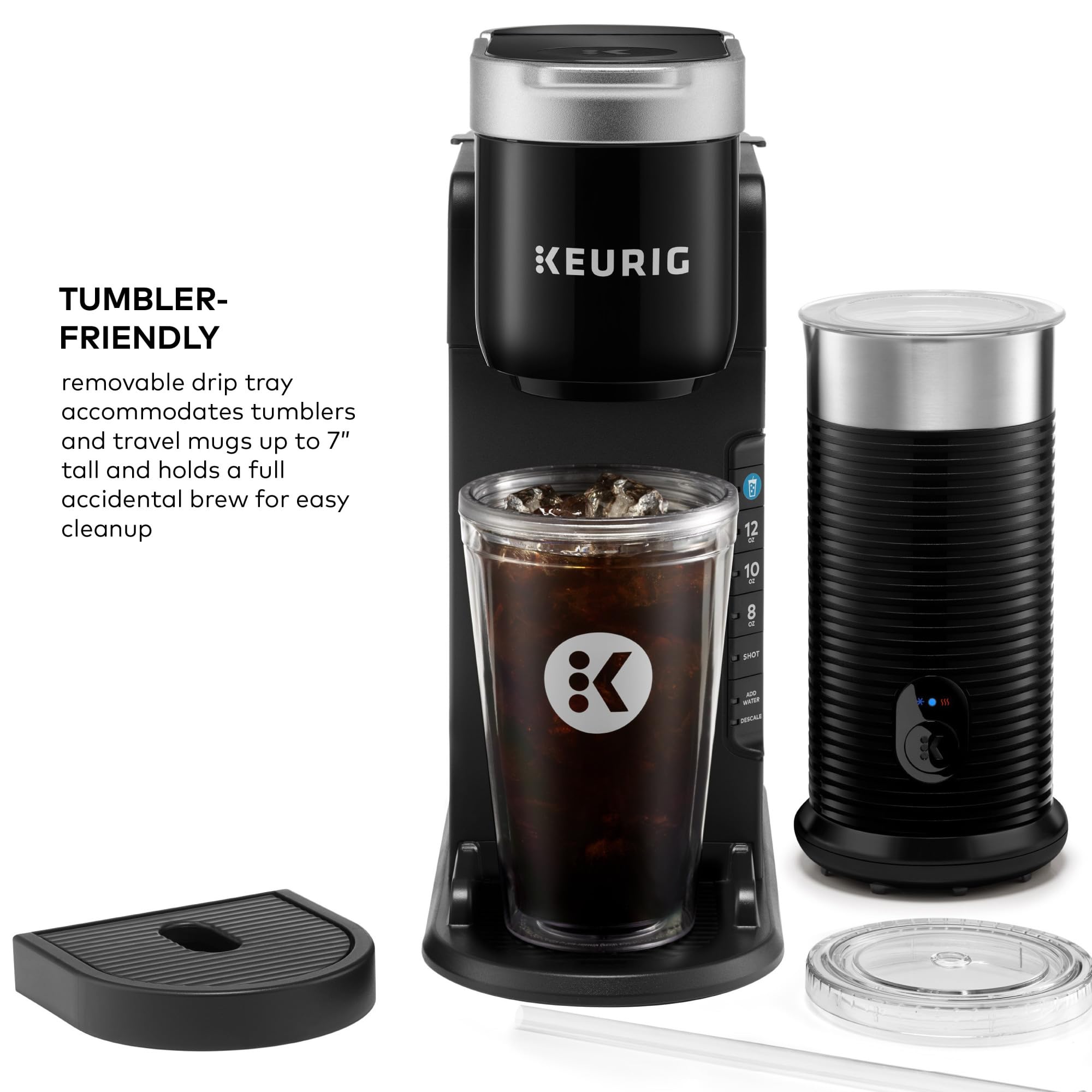 Keurig K-Café Barista Bar Single Serve Coffee Maker with Milk Frother - 3 Brew Sizes, Hot & Iced Coffee, 2oz Espresso Shot - Perfect for Home, Office & Small Cafés (Black)