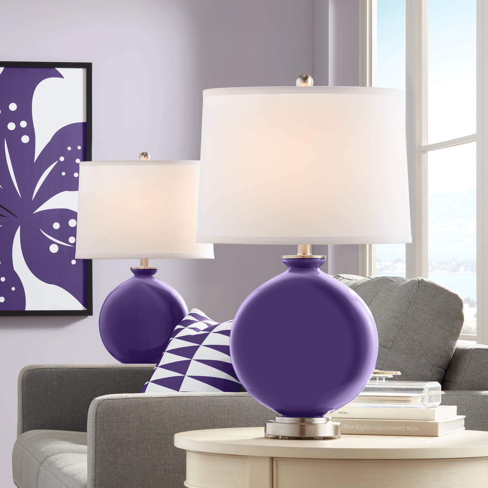 Izmir Purple Carrie Table Lamp Set of 2 - Modern LED Nightstand Lighting for Bedroom & Living Room - Soft Glow Accent Lamps for Home Decor