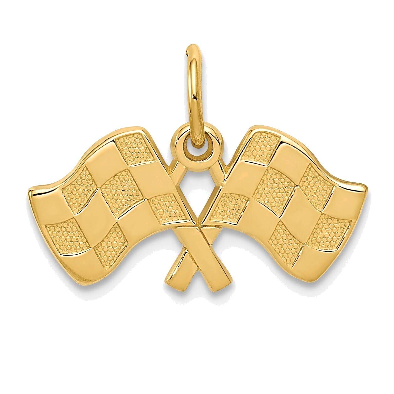 Bonyak 14K Yellow Gold Racing Flags Charm Jewelry - Perfect for Car Enthusiasts & Racing Fans Gifts