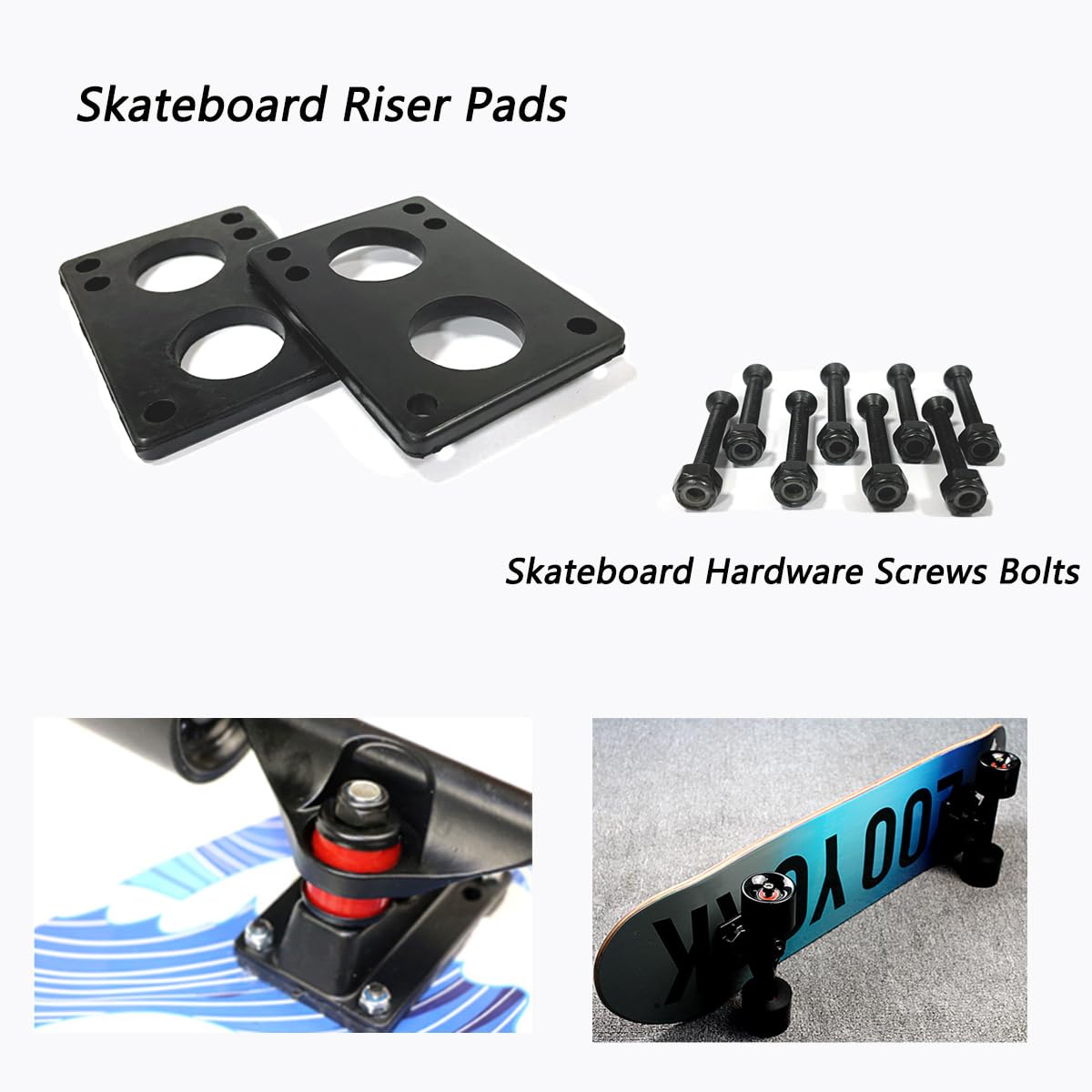 60mm Cruiser Wheels 80A with ABEC-9 Bearings, Spacers, Riser Pads, and Hardware Screws - Perfect for Cruiser Skateboards, Penny Boards, and Urban Commuting