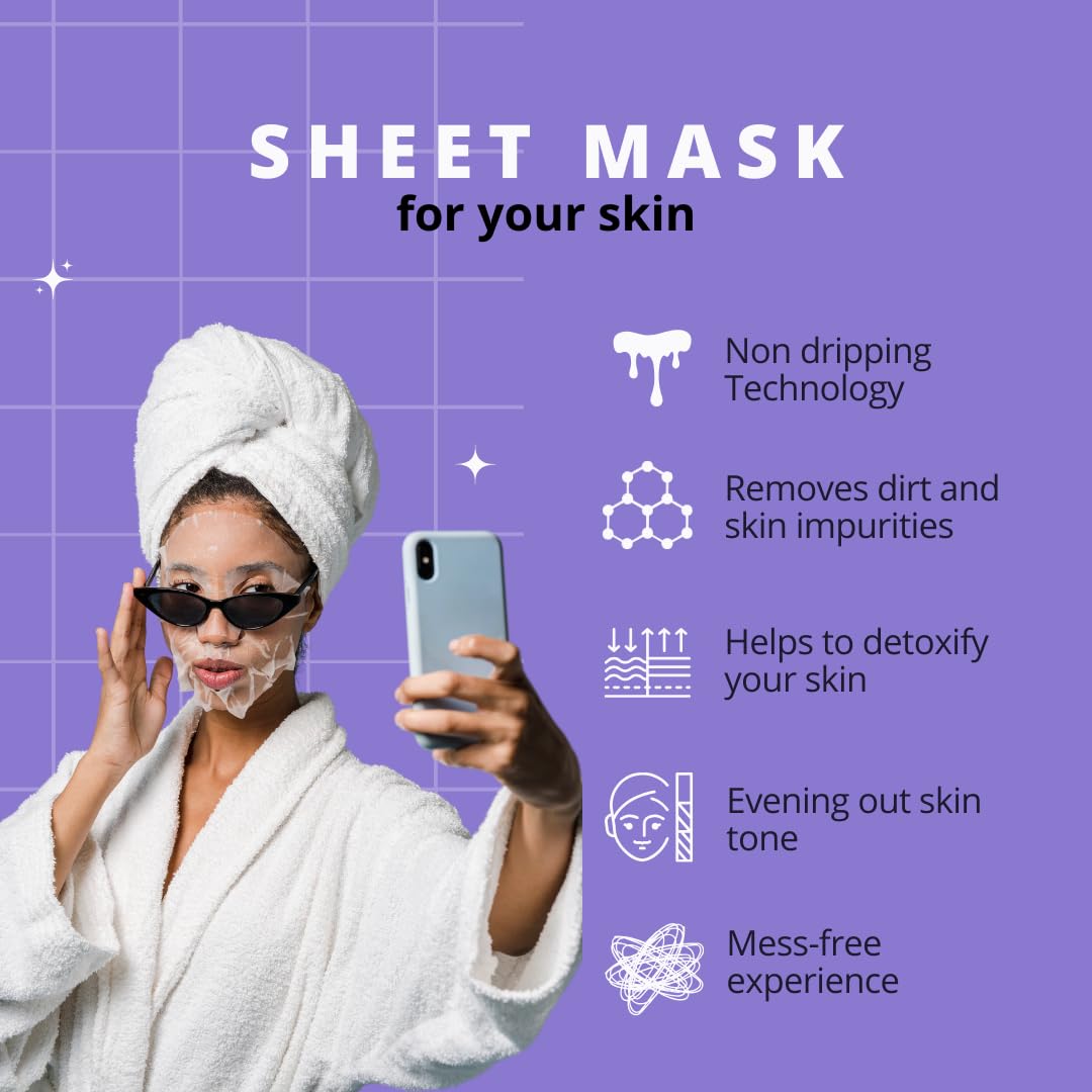 Skin FX Brightening Face Sheet Mask with Green Tea & Allantoin - Hydrating & Repairing Korean Facial Mask for Glowing Skin | Daily Use for Men & Women | Pack of 2 | Perfect for Dry Skin Care & Post-Workout Refreshment