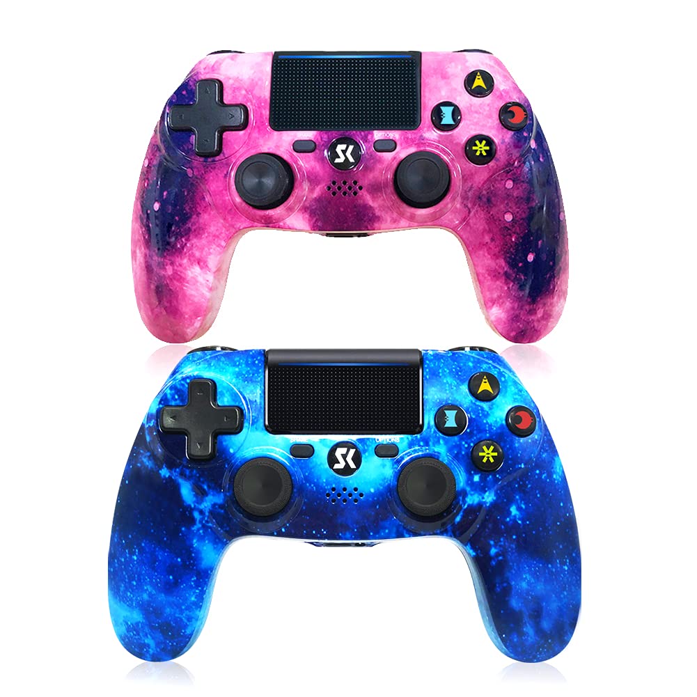 Wireless PS4 Controller 2 Pack - Compatible with Sony PlayStation 4/Slim/Pro, Dual Vibration, Motion Sensor, Touch Pad, Built-in Speaker & 3.5mm Audio Jack - Perfect for Gaming, Streaming & Multiplayer Sessions