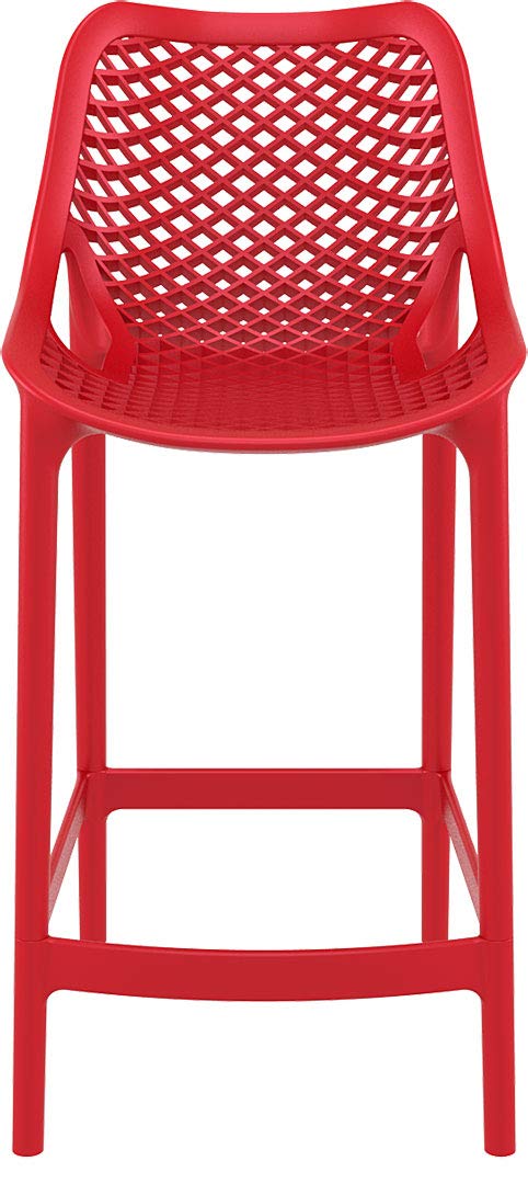 Red Compamia Air Patio Counter Stool Set of 2 - Modern Outdoor Bar Stools for Patio, Deck, Poolside & Backyard - Weather-Resistant & Comfortable Seating