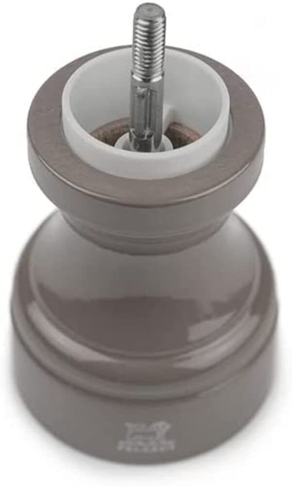 Peugeot Bistro 4-Inch Adjustable Salt Grinder - Stainless Steel & Beechwood Manual Salt Mill with Pre-Filled Rock Salt - Sustainable Elegant Kitchenware for Cooking, Dining & Gifting (Smoked Grey)