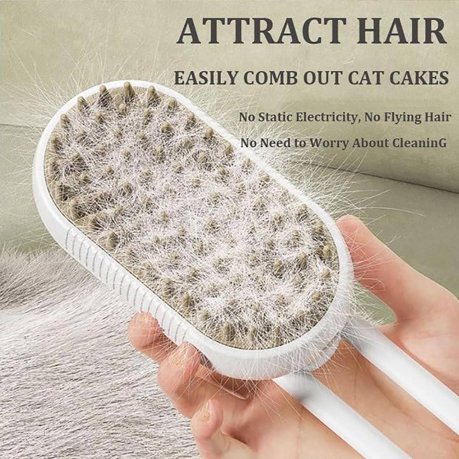 **Catzcomfort 3-in-1 Self-Cleaning Steamy Cat Brush with Spray Function – Anti-Static Pet Grooming Tool for Cats (Orange, 2025 New Model) – Perfect for Shedding Control & Relaxing Spa at Home**