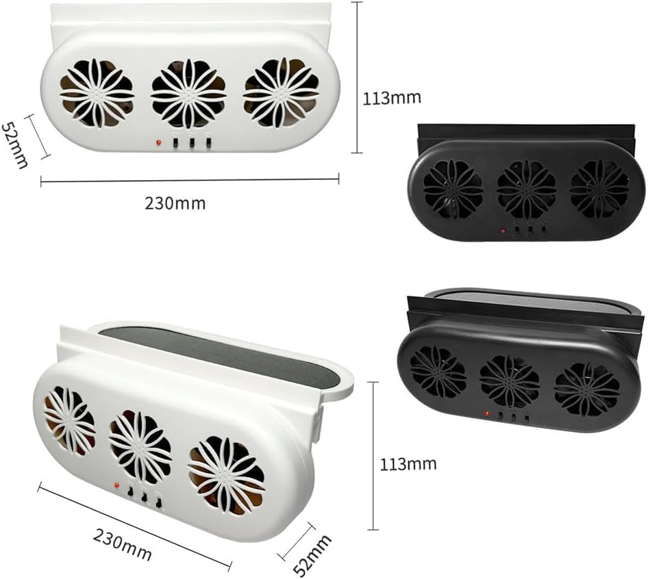 Solar Powered Car Air Ventilator & Exhaust Fan - White | Eliminate Car Odors & Improve Air Circulation | Universal Fit for Most Vehicles | Perfect for Parking, Camping & Road Trips