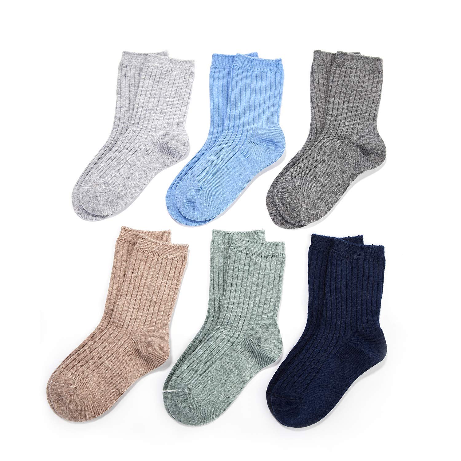 Warm Wool Socks for Boys - 6 Pairs Kids Winter Thermal Crew Socks for Outdoor Play