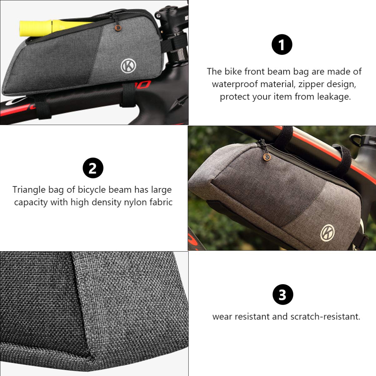 1pc Bike Front Frame Bag - Waterproof Cycling Pouch for Phone, Keys & Essentials - Perfect for Mountain Biking, Commuting & Road Trips