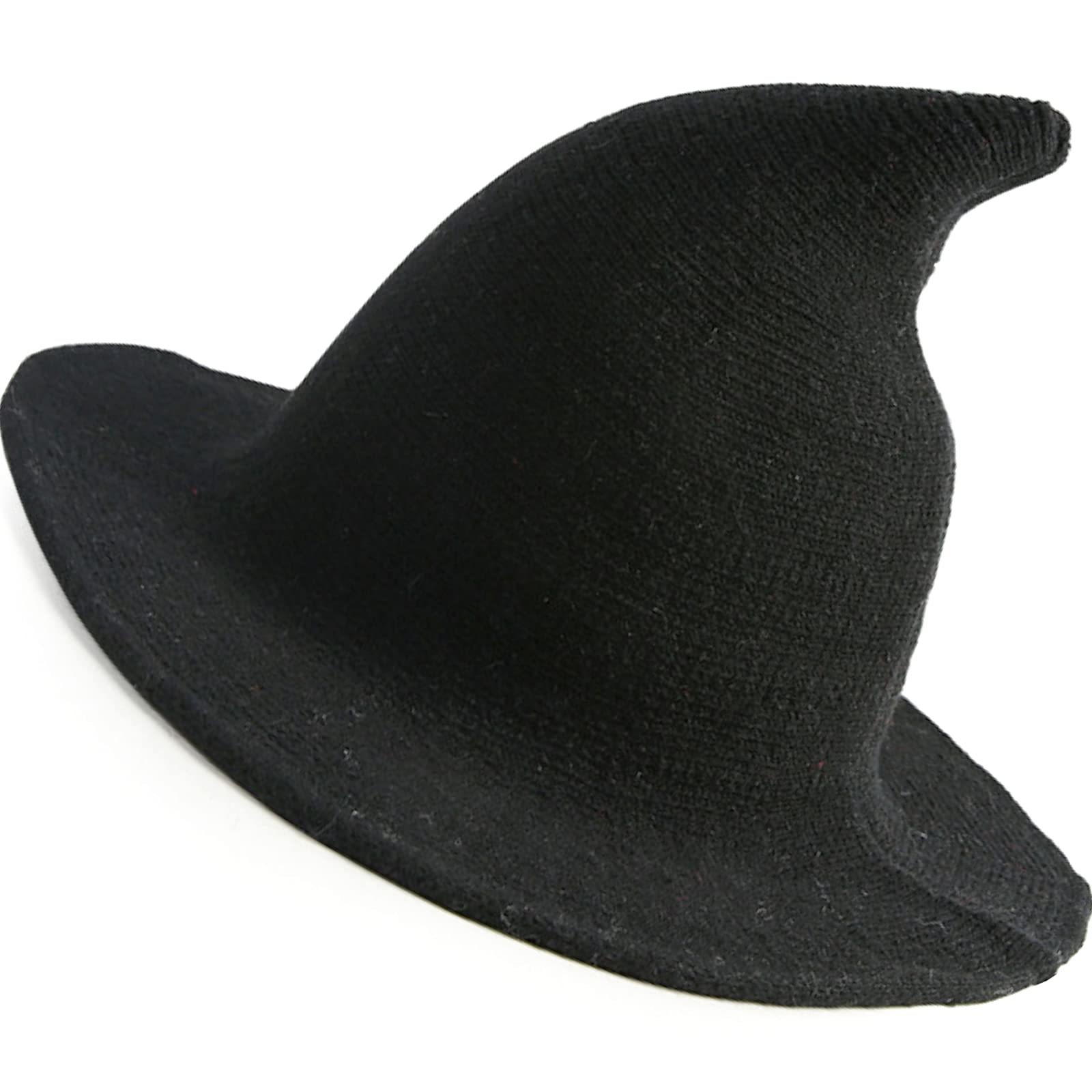 Witch Knit Wool Wizard Hat for Women - Wide Brim Foldable Pointed Cap for Halloween, Cosplay, Costume Party & Masquerade - Perfect for Witch Costumes, Renaissance Fairs & Themed Events