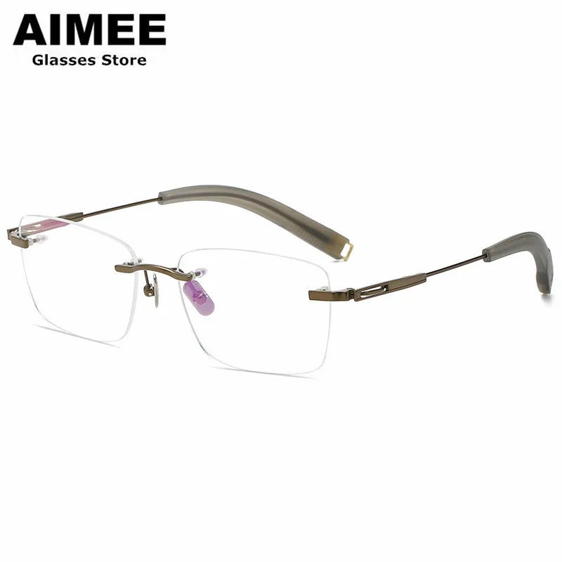 Aimee Unisex Rimless Polygon Square Titanium Eyeglasses 80814 - Lightweight Durable Frame for Men & Women - Perfect for Reading, Work & Fashion Accessories