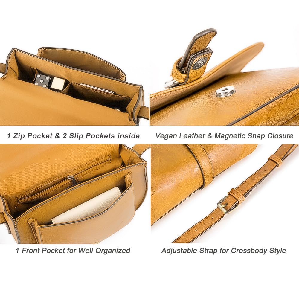 AFKOMST Women's Vegan Leather Crossbody Bags - Small Saddle Purse & Boho Shoulder Bag for Everyday Use, Travel, and Casual Outings