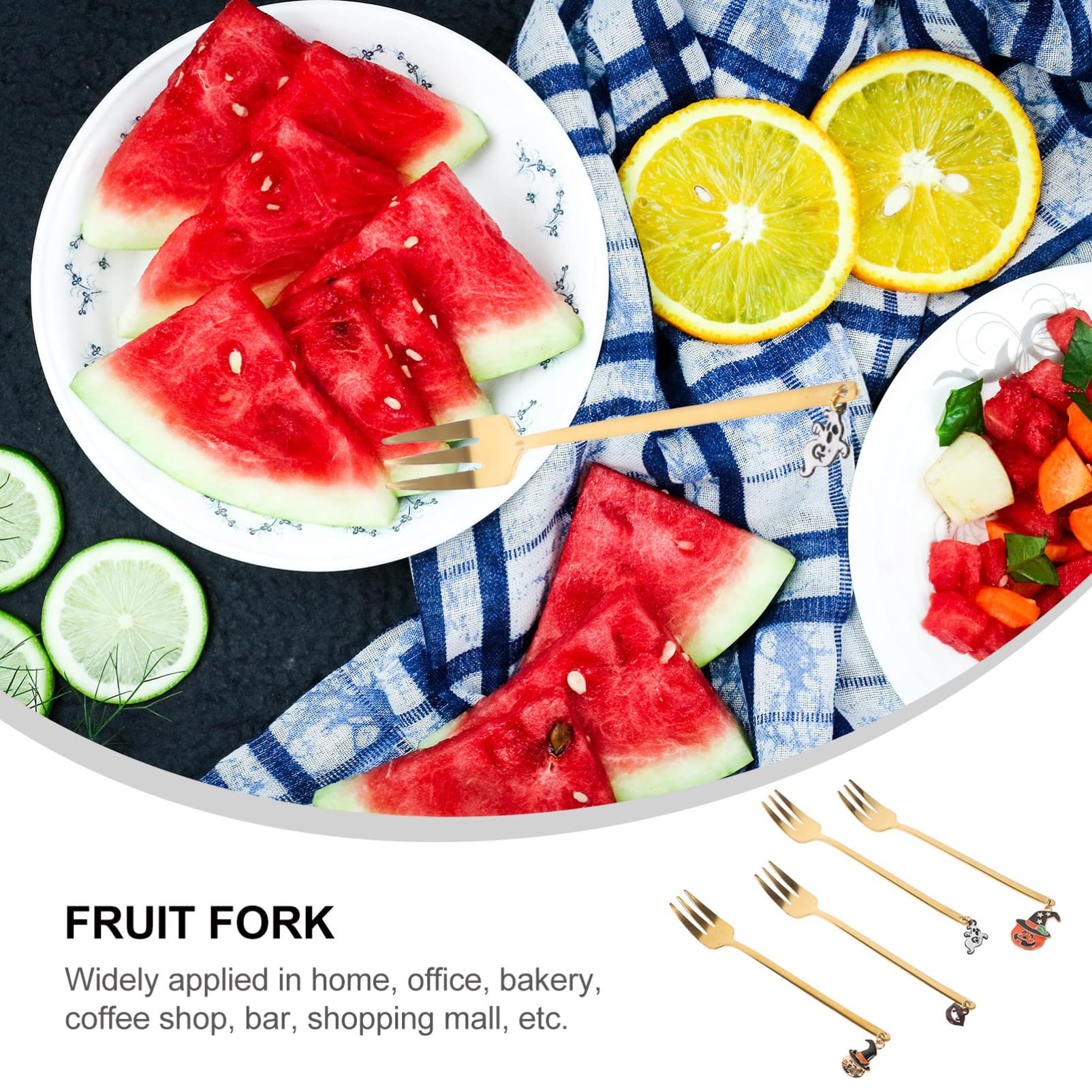 4-Piece Stainless Steel Fruit Forks Set - Elegant Appetizer & Dessert Forks for Parties, Halloween, Snacks, and Dinnerware - Perfect for Fruit Platters, Cheese Boards, and Dessert Tables