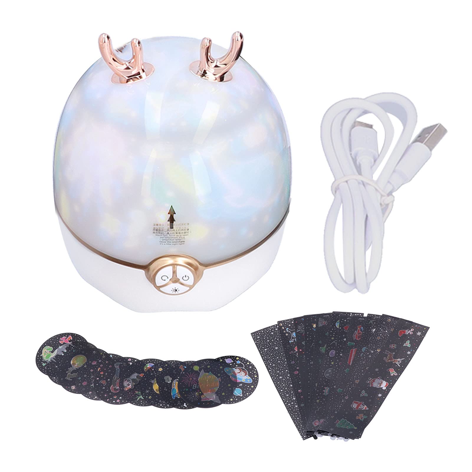 Haofy LED Night Light with Deer Design - Starry Sky Projection Lamp, USB Rechargeable Portable Table Lamp for Kids & Adults - Perfect for Bedroom, Nursery, Relaxation & Ambient Lighting
