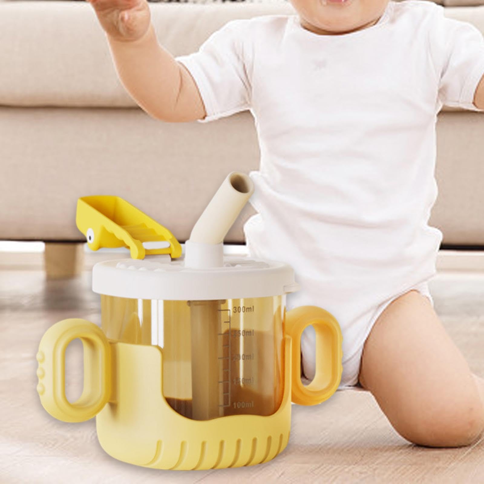 Shamjina 10oz/300ml Leakproof Sippy Cup with Straw Lid - BPA-Free Training Cup for Toddlers & Babies - Easy Clean Portable Water Bottle for Boys & Girls (Yellow) - Perfect for Daycare, Travel & On-the-Go Hydration