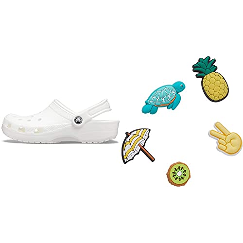 Crocs Classic Clog for Men & Women with 5-Pack Jibbitz Charms - Comfortable Slip-On Shoes for Travel, Home, and Outdoor Activities