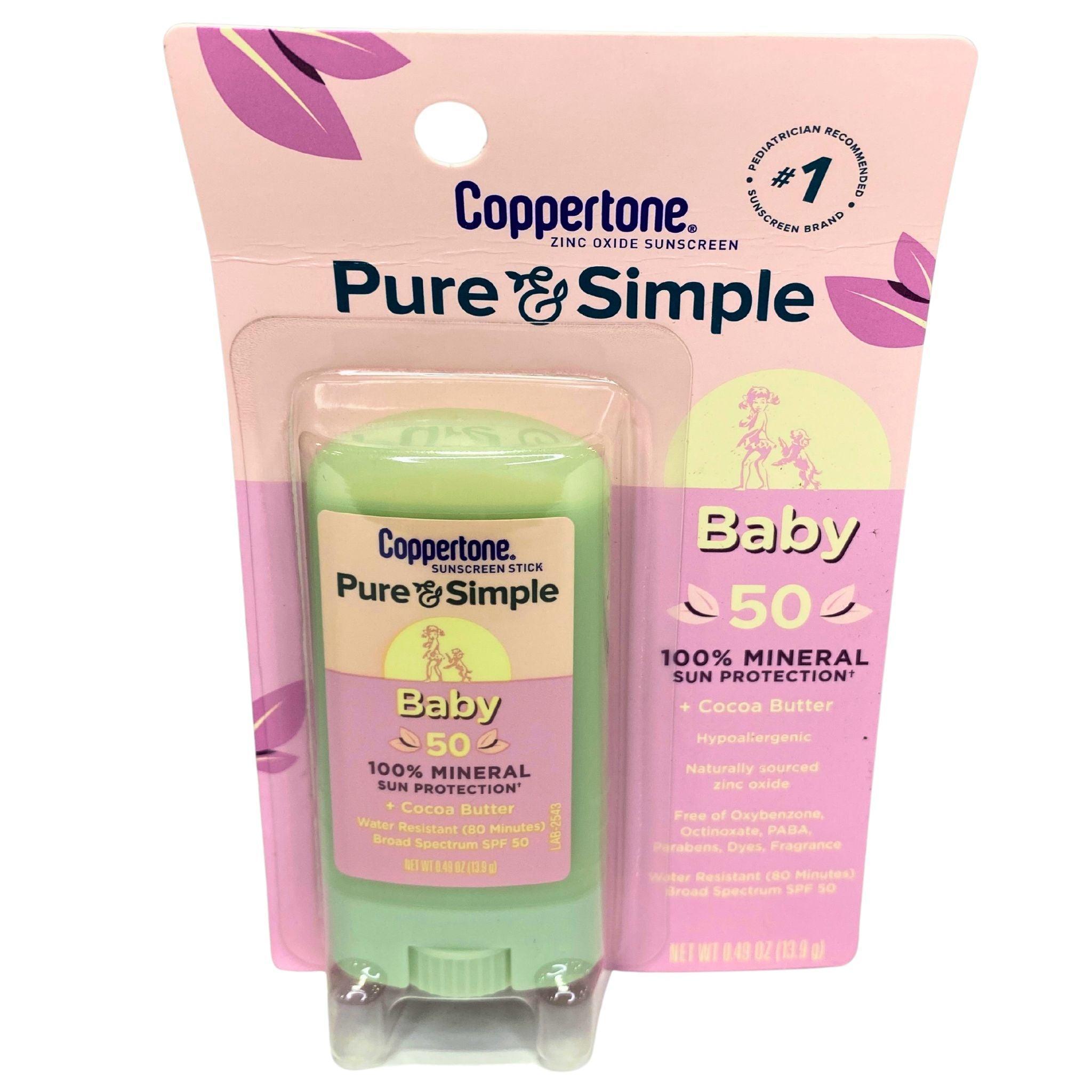 Coppertone Zinc Oxide Sunscreen Pure & Simple Baby SPF 50+ with Cocoa Butter - 0.49 oz (70-Piece Bulk Pack) - Gentle Sun Protection for Infants & Sensitive Skin - Perfect for Beach, Pool & Outdoor Activities