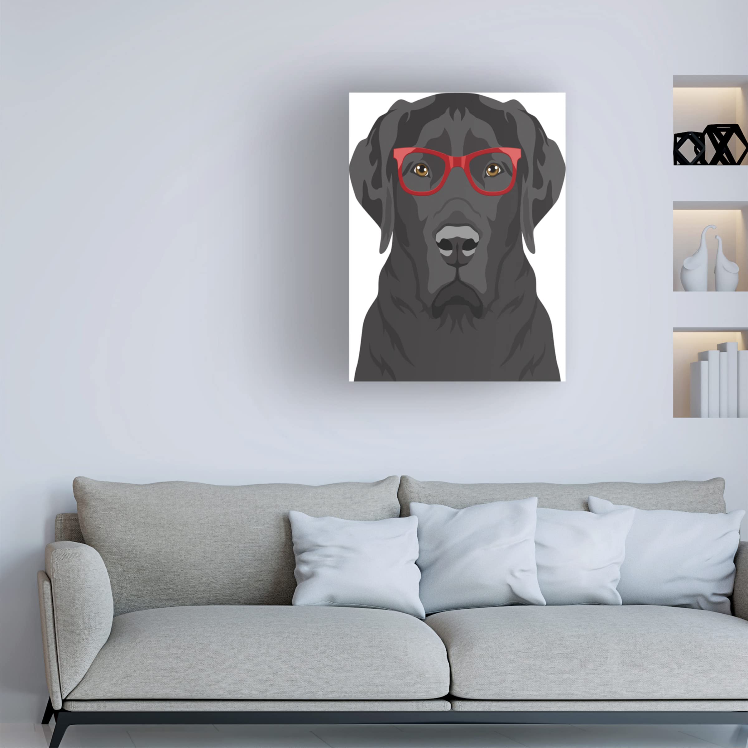 Labrador Retriever Wearing Hipster Glasses Canvas Art Print - Funny Dog Wall Decor for Living Room, Office & Pet Lovers - Premium Trademark Fine Art by Furbaby Affiliates