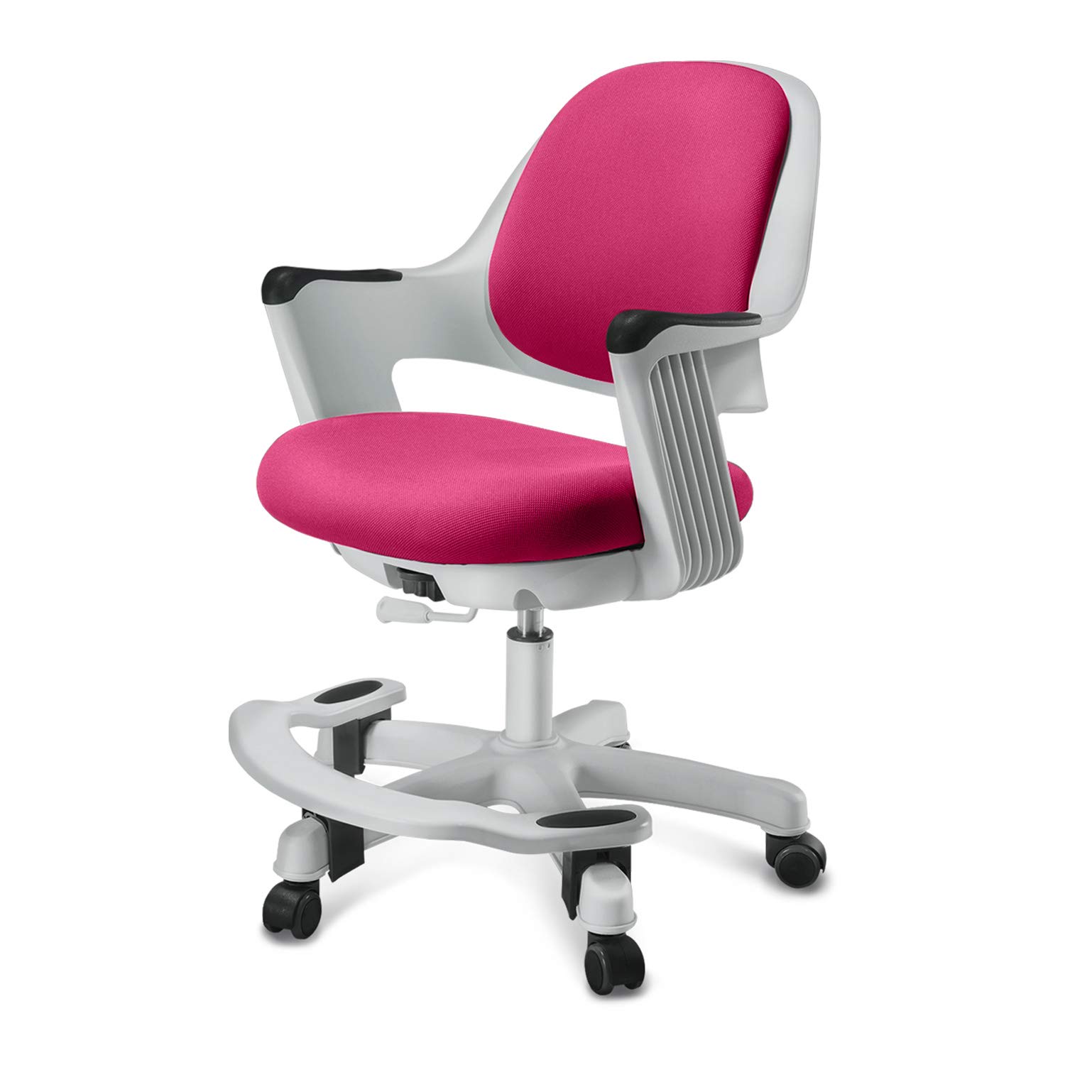 Ergonomic Kids Desk Chair with Adjustable Height & Footrest - Comfortable Cushion & Smooth Rolling Wheels - Study & Computer Chair for Children & Students (Rosie Pink) - Perfect for Homework, Online Learning & Gaming Setup