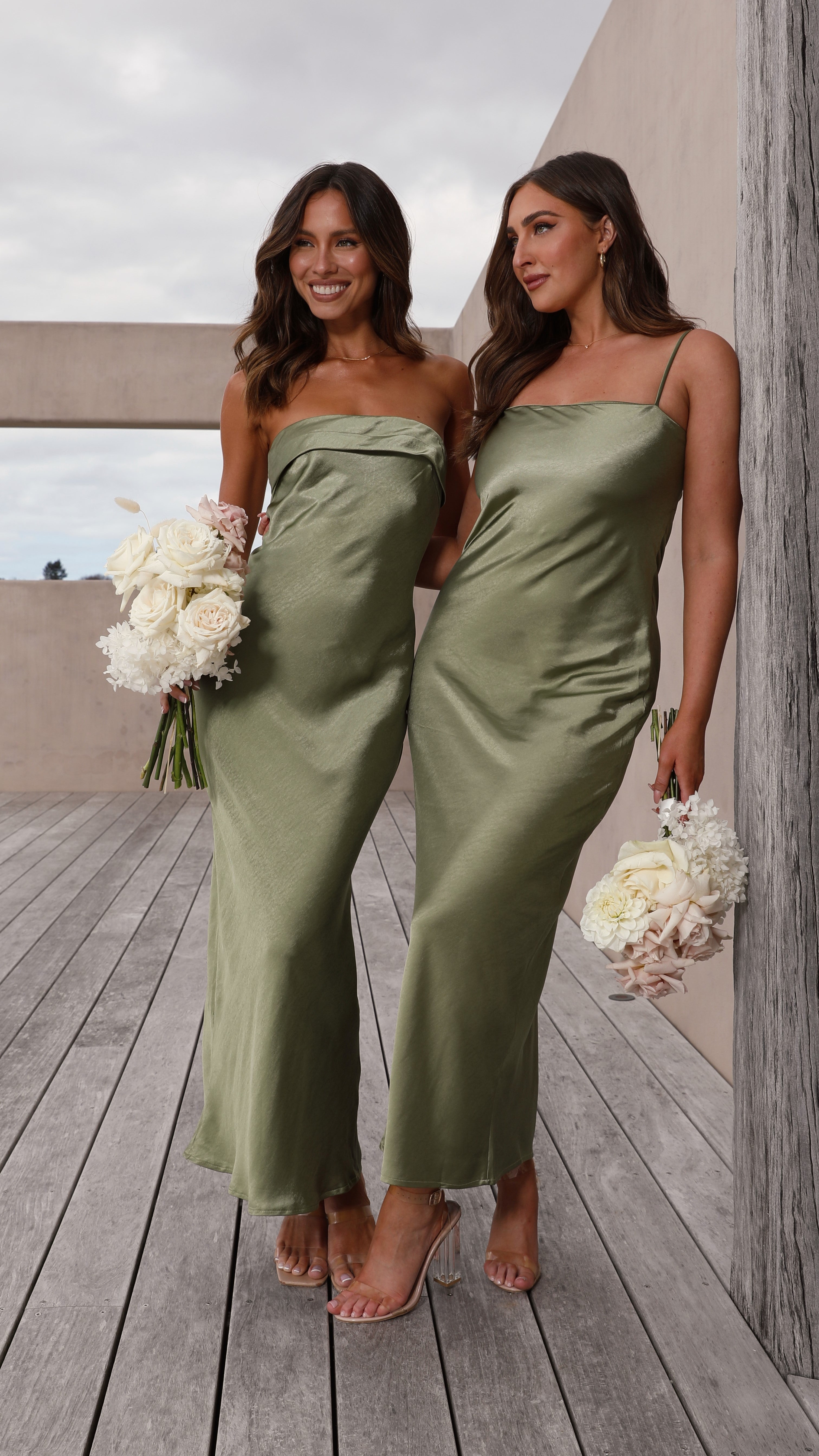 Gisele Maxi Dress for Women - Flowy Olive Green Long Dress with Side Slits, Perfect for Beach, Vacation & Summer Outfits