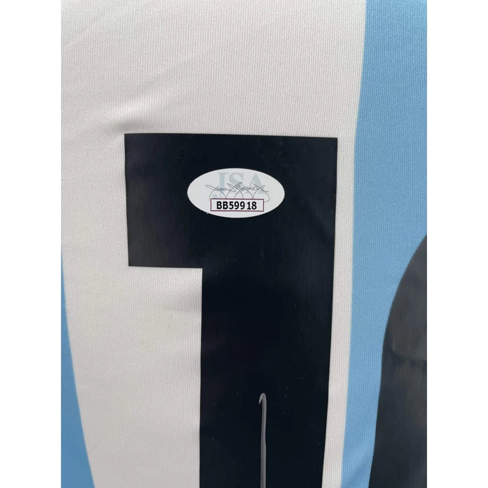 Lionel Messi Signed 2016 Argentina World Cup Home Jersey with JSA COA - Authentic Autographed Soccer Jersey for Collectors & Fans - Perfect for Display, Gifts, and Memorabilia Collections