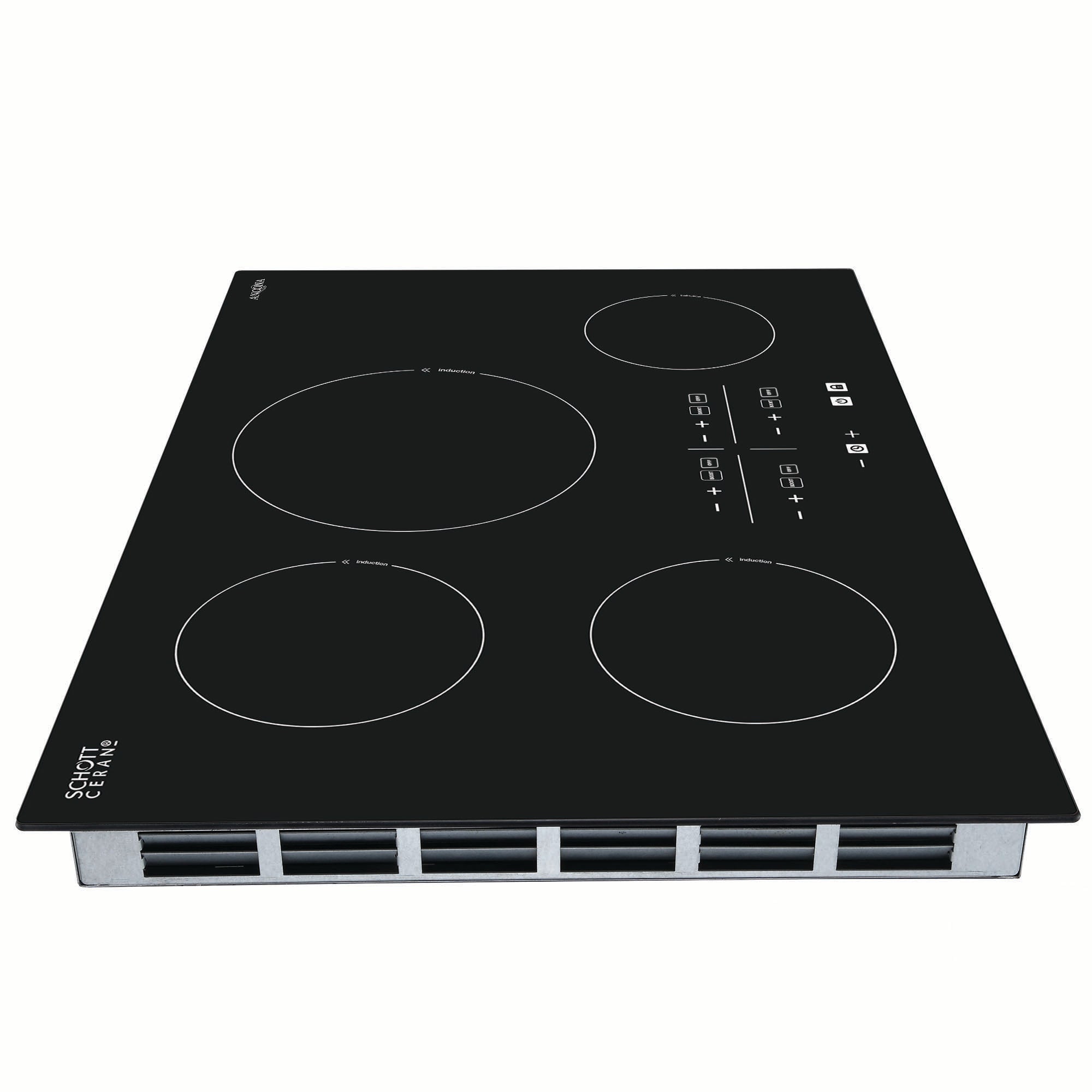 Ancona Elite 30-Inch 4 Burner Induction Cooktop - Black Ceramic Glass Surface | Fast Heating & Energy Efficient | Perfect for Home Kitchen, RV & Outdoor Cooking
