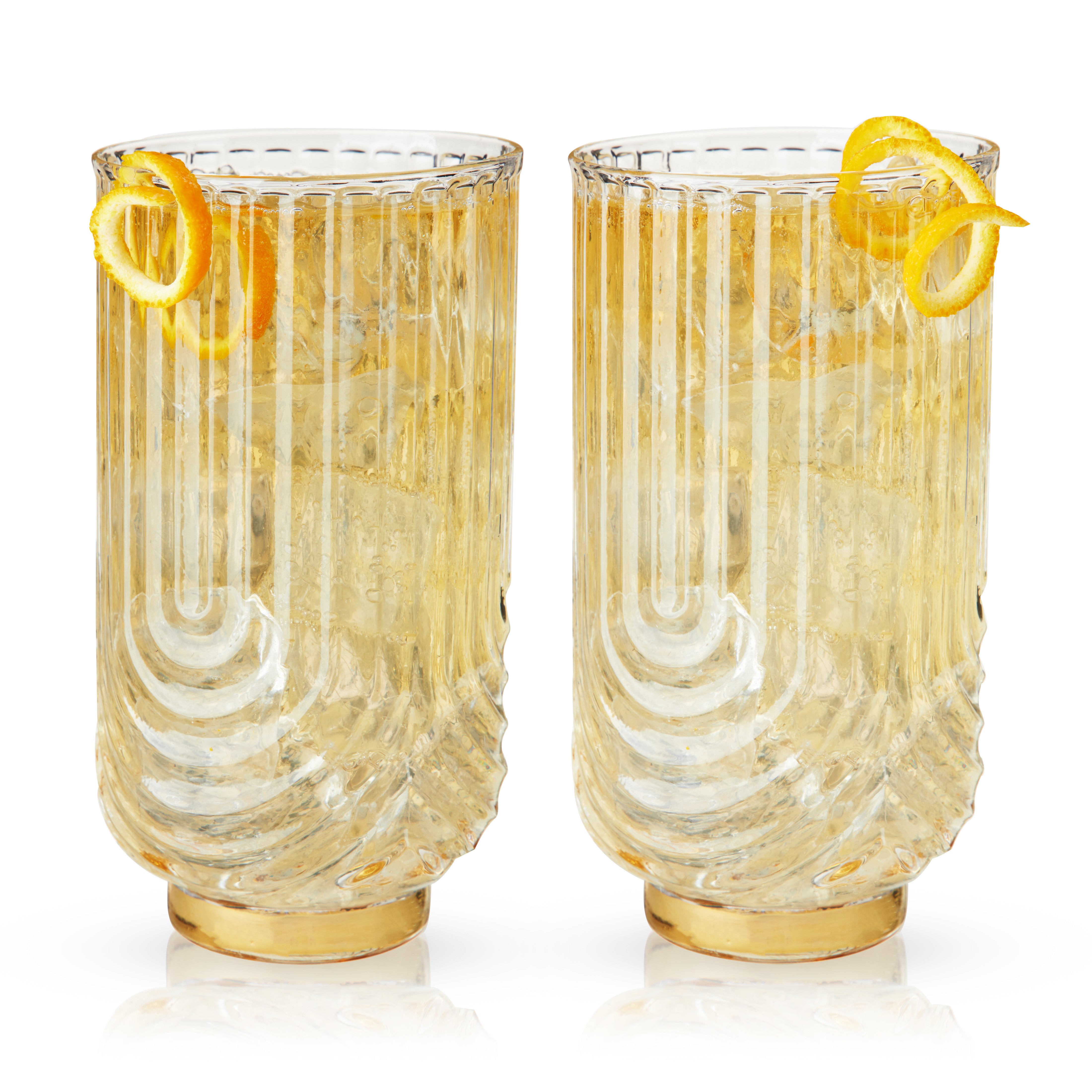 Premium Gatsby Highball Glasses Set of 2 - Elegant 12oz Crystal Clear Drinking Glasses for Cocktails, Whiskey, Iced Tea & Entertaining - Perfect for Home Bar, Parties & Gifts