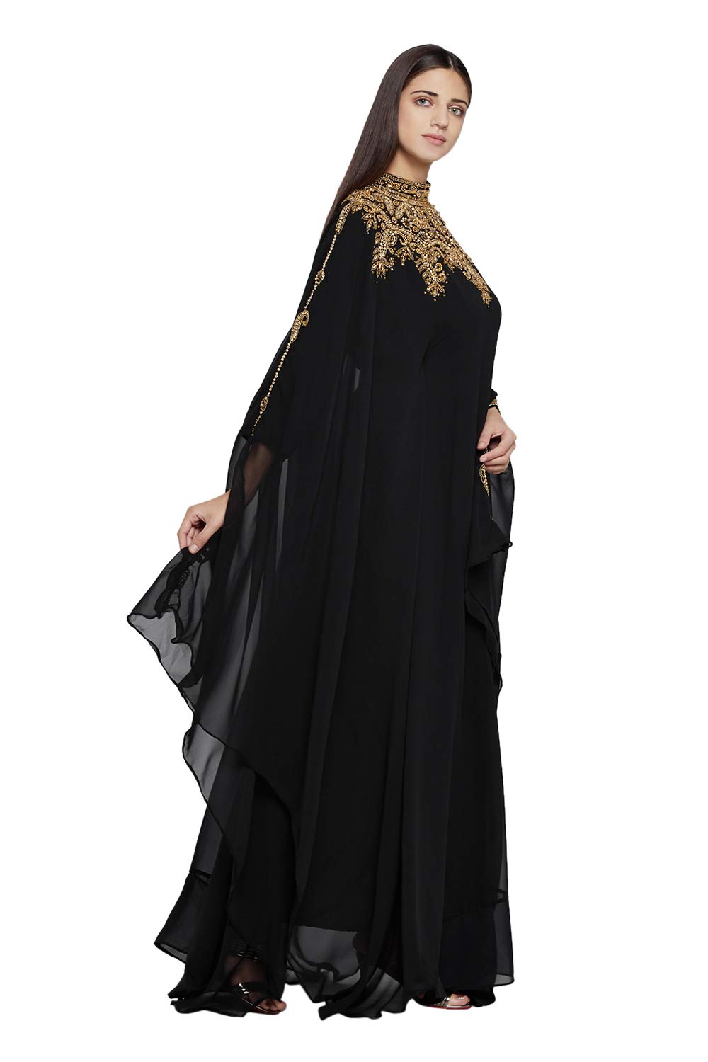 Elegant Women's Kaftan Farasha Long Sleeve Maxi Dress - Ethnic, Bridal, Evening & Party Wear with Free Scarf - Perfect for Weddings, Beach Vacations & Special Occasions