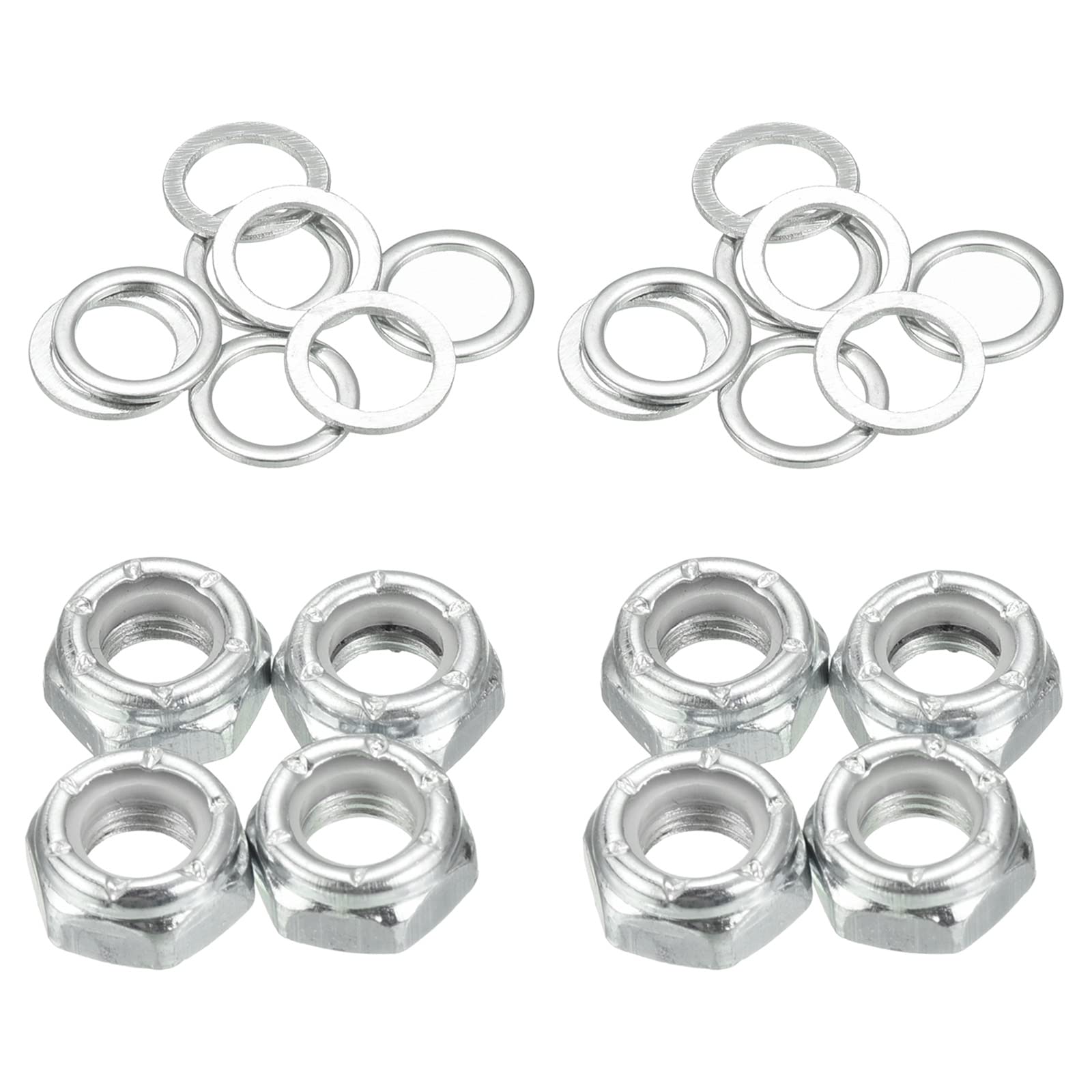 PATIKIL Skateboard Lock Nuts Set - 8PCS Skateboard Truck Axle Washers & Spacer Hardware Repair Kit for Longboard, Cruiser, Street Skateboards - Durable Replacement Parts for Skateboard Maintenance & Upgrades