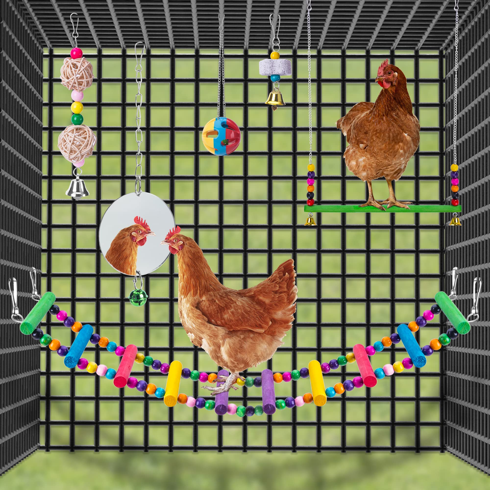 10PCS Chicken Toys for Hens - Xylophone, Swing, Pecking Toys, Mirror & Hanging Feeder - Fun Enrichment Activities for Backyard Chickens (Great for Coop Entertainment & Stress Relief)