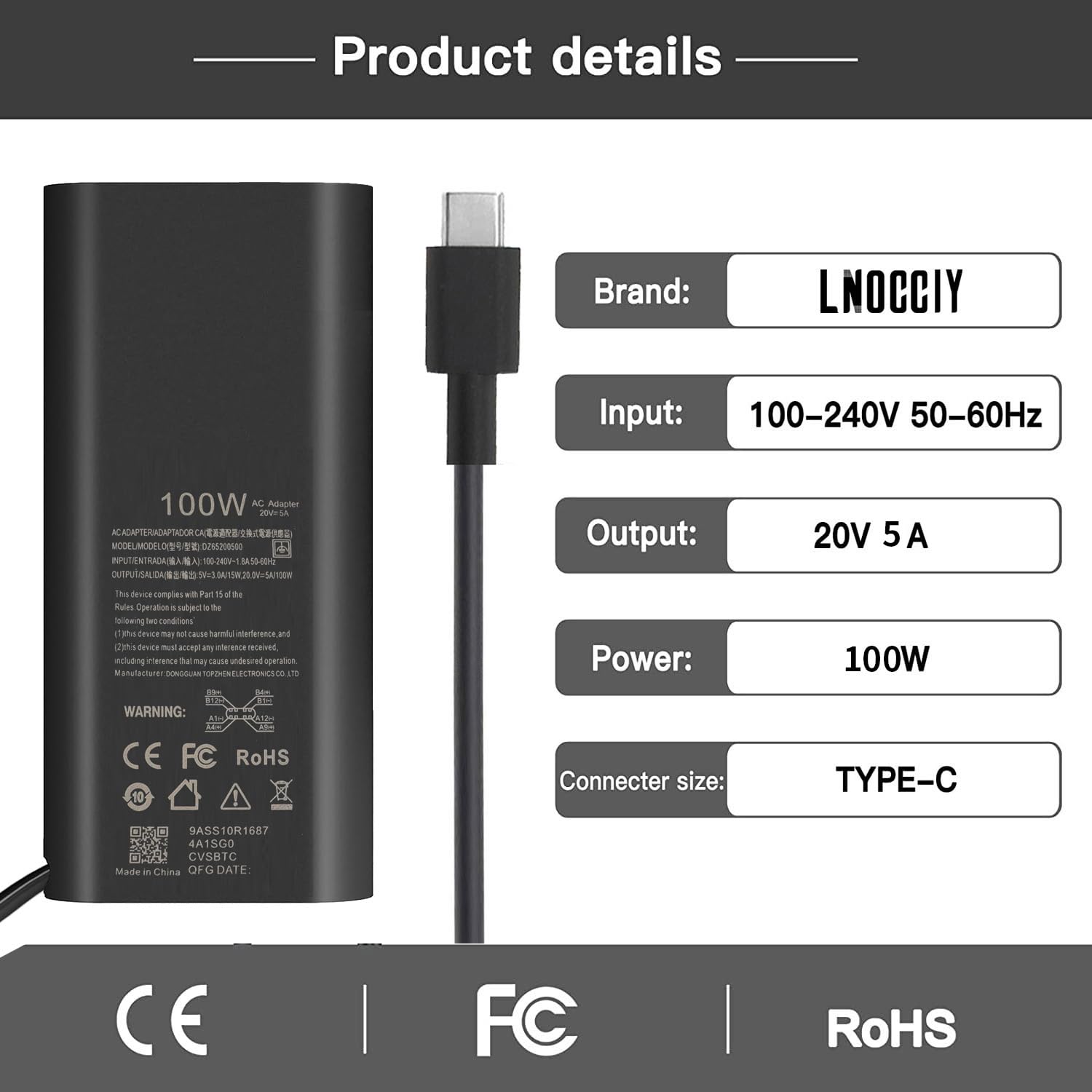100W USB C Laptop Charger for DELL Latitude 5540 5440 5340 7440 & Inspiron 14 - Slim GAN AC Adapter Power Cord - Fast Charging for Work, Travel & Home Office Use