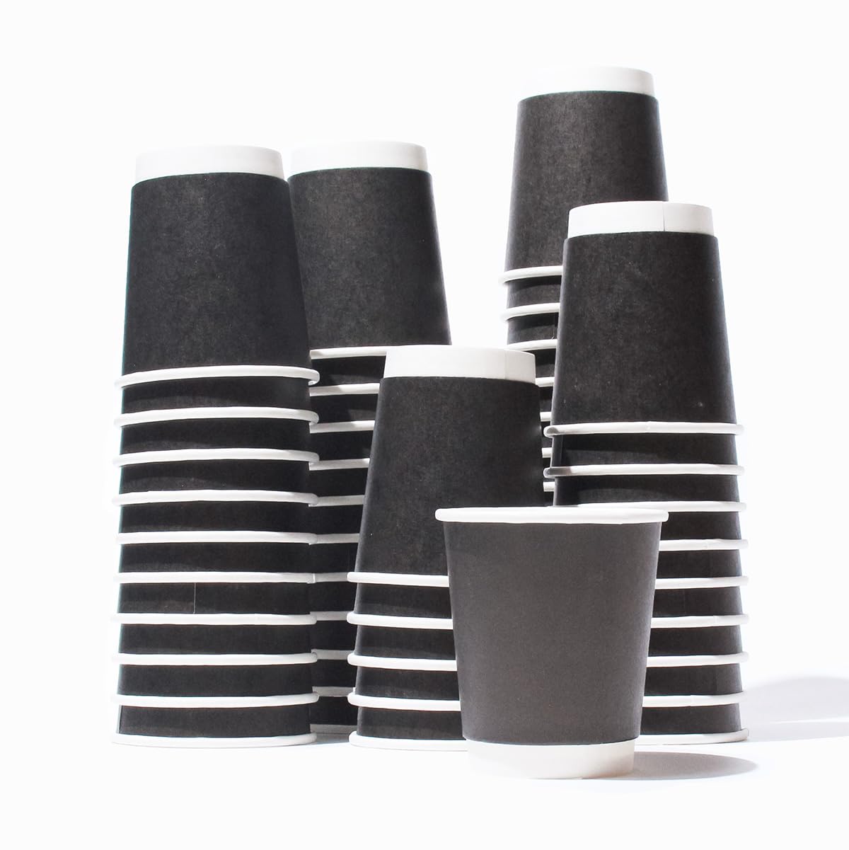 UNIQ 500-Count 8 oz Double-Wall Insulated Paper Coffee Cups - Black | Premium Hot Drink Cups for Coffee, Tea, Hot Chocolate & Beverages | Ideal for Coffee Shops, Offices, Restaurants & Home Use | Eco-Friendly Disposable Cups