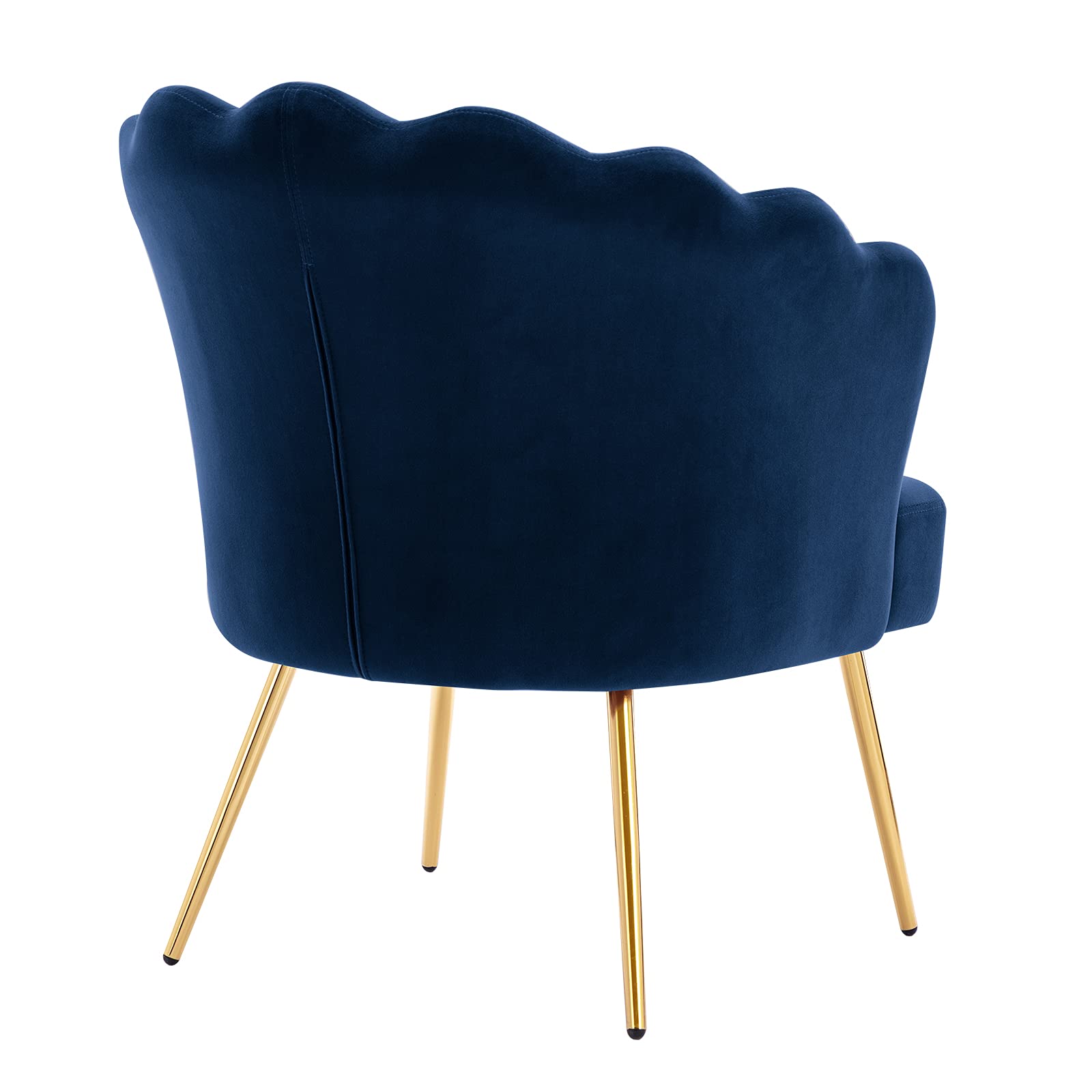 DUHOME Velvet Upholstered Accent Chair with Golden Metal Legs - Comfortable Makeup Vanity Chair, Desk & Reception Chair for Living Room, Bedroom, Office - Perfect for Home Decor, Guest Seating & Beauty Stations (Blue)