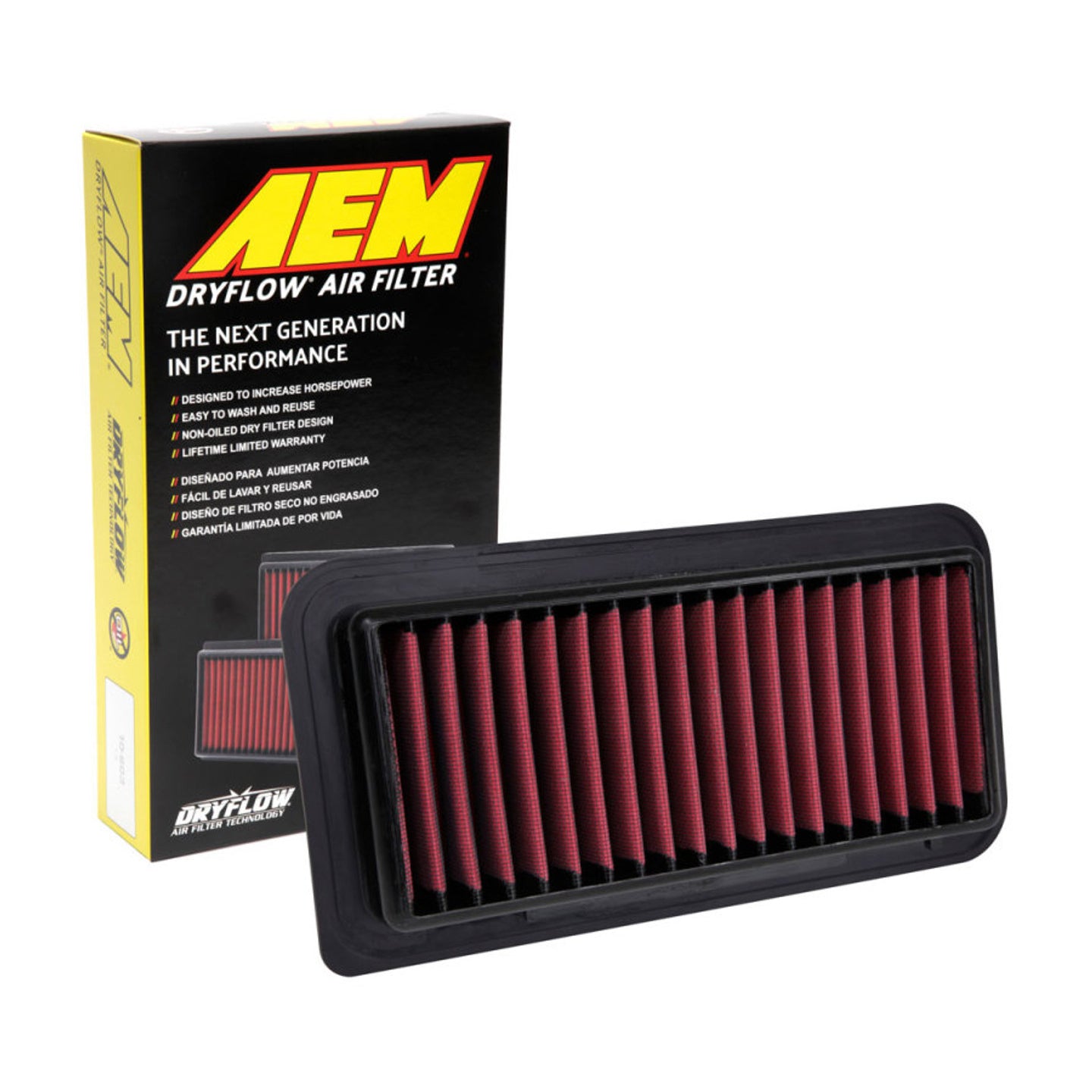 AEM 28-20300 Dryflow Washable Air Filter - High Performance Reusable Air Filter for Cars, Trucks & SUVs - Perfect for Off-Roading, Racing & Daily Driving