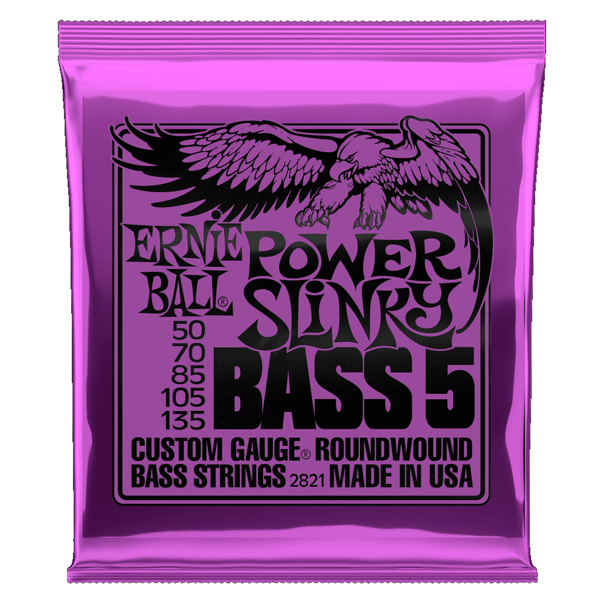 Ernie Ball Power Slinky 5-String Bass Guitar Strings - 50-135 Gauge for Heavy Rock & Metal - Perfect for Studio Recording & Live Performances