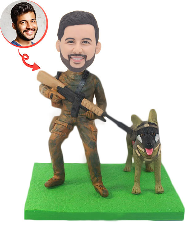 Custom Special Forces & Police Dog Bobbleheads - Handmade Collectible Figurines for Military Enthusiasts & Law Enforcement Supporters - Perfect for Office Desk Decor, Gift Giving, and Fan Collections