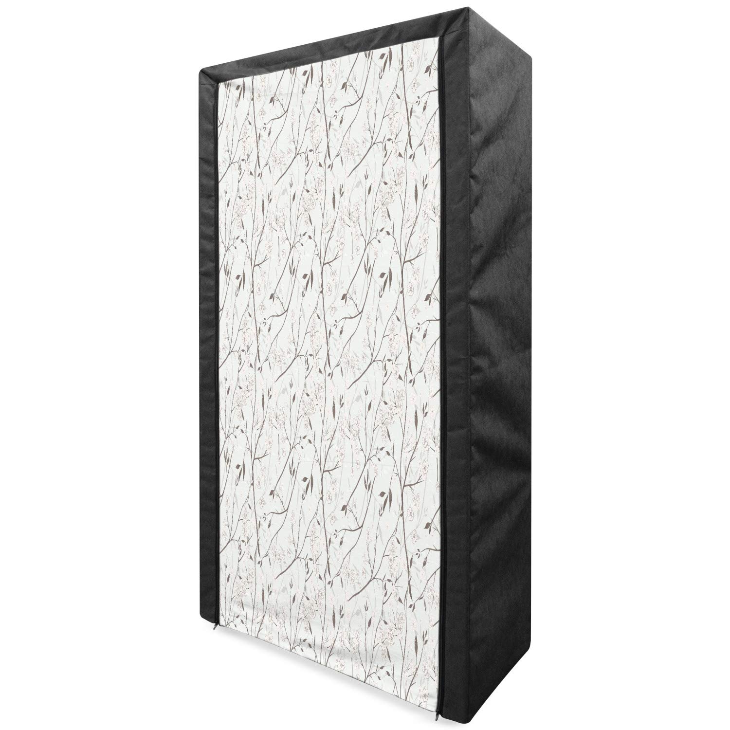 Ambesonne Portable Fabric Wardrobe - Rustic Branches & White Buds Nature Theme, 33.5
