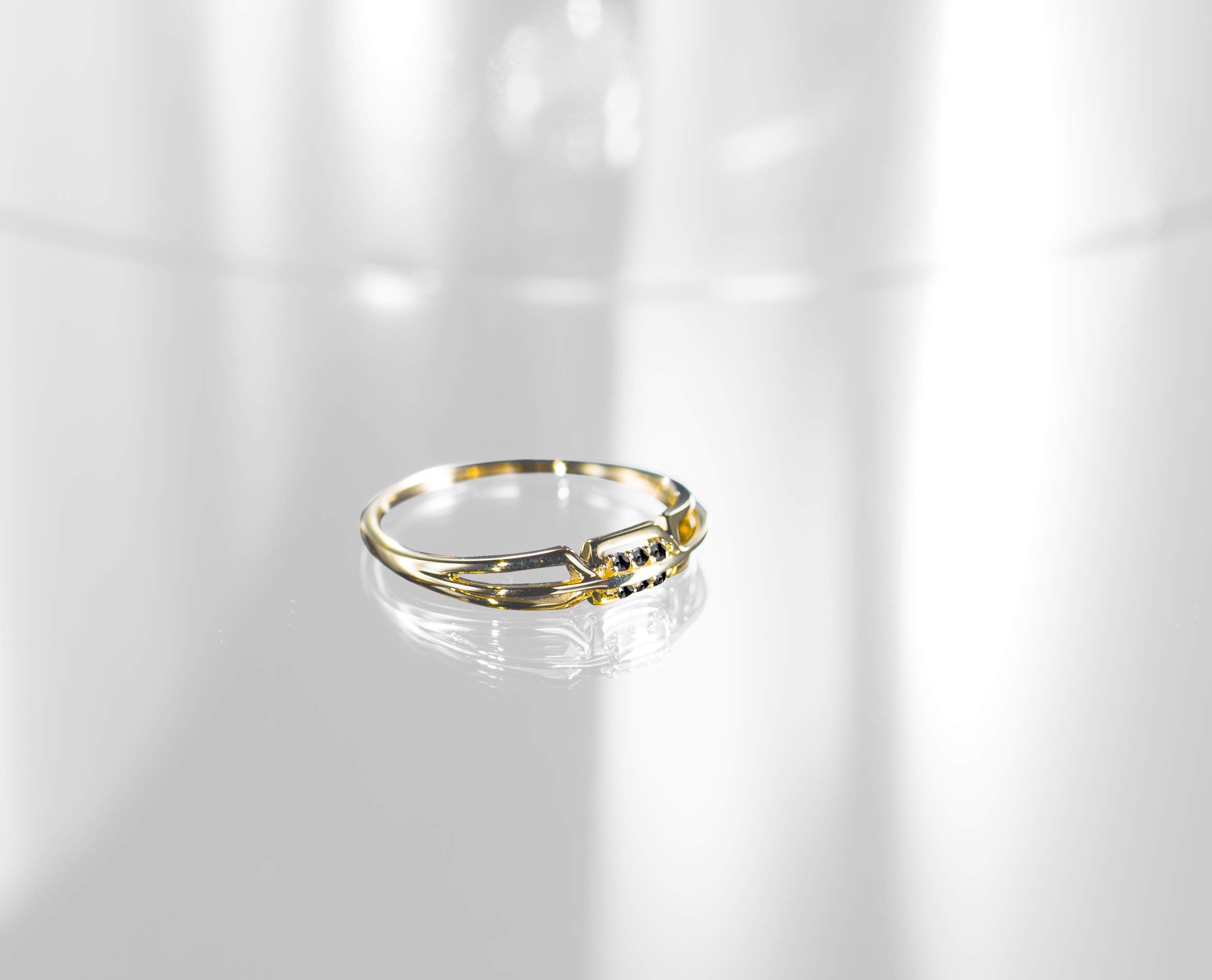 Majade 14K Yellow Gold Black Diamond Men's Wedding Band – Handmade Solid Gold Engagement Ring for Him | Perfect for Proposals, Anniversaries & Special Occasions