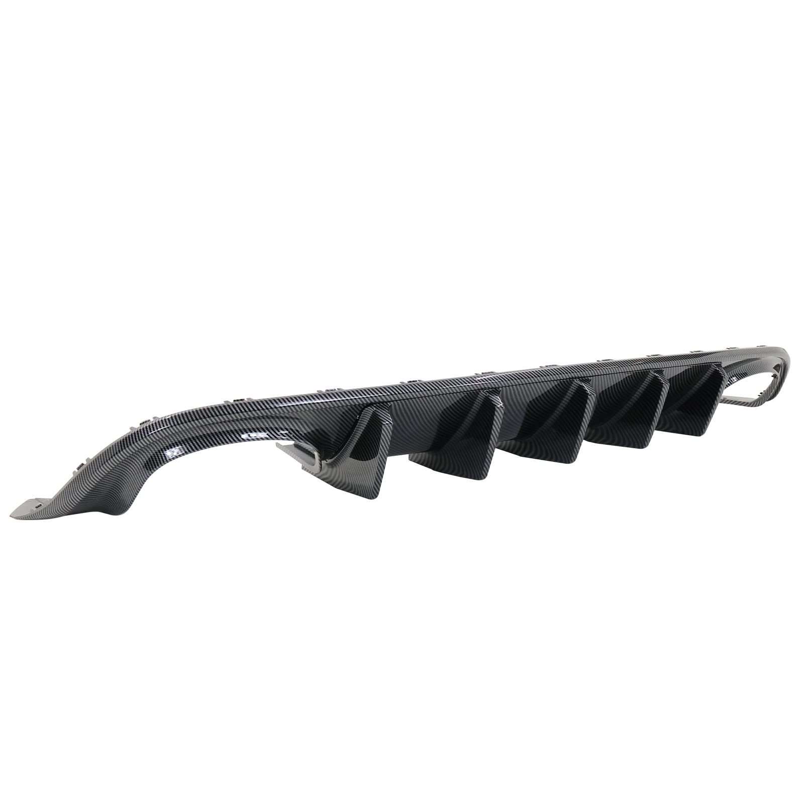 **FREEMOTOR802 Carbon Fiber Rear Bumper Diffuser Lip Shark Fins for 2015-2023 Dodge Charger Quad Exhaust - IKON V1 Style PP Material (2PCS) - Upgrade Your Ride with Sporty Look**    *(Perfect for car enthusiasts looking to enhance their Dodge Charger's rear styling with a sleek, aggressive carbon fiber design.)*