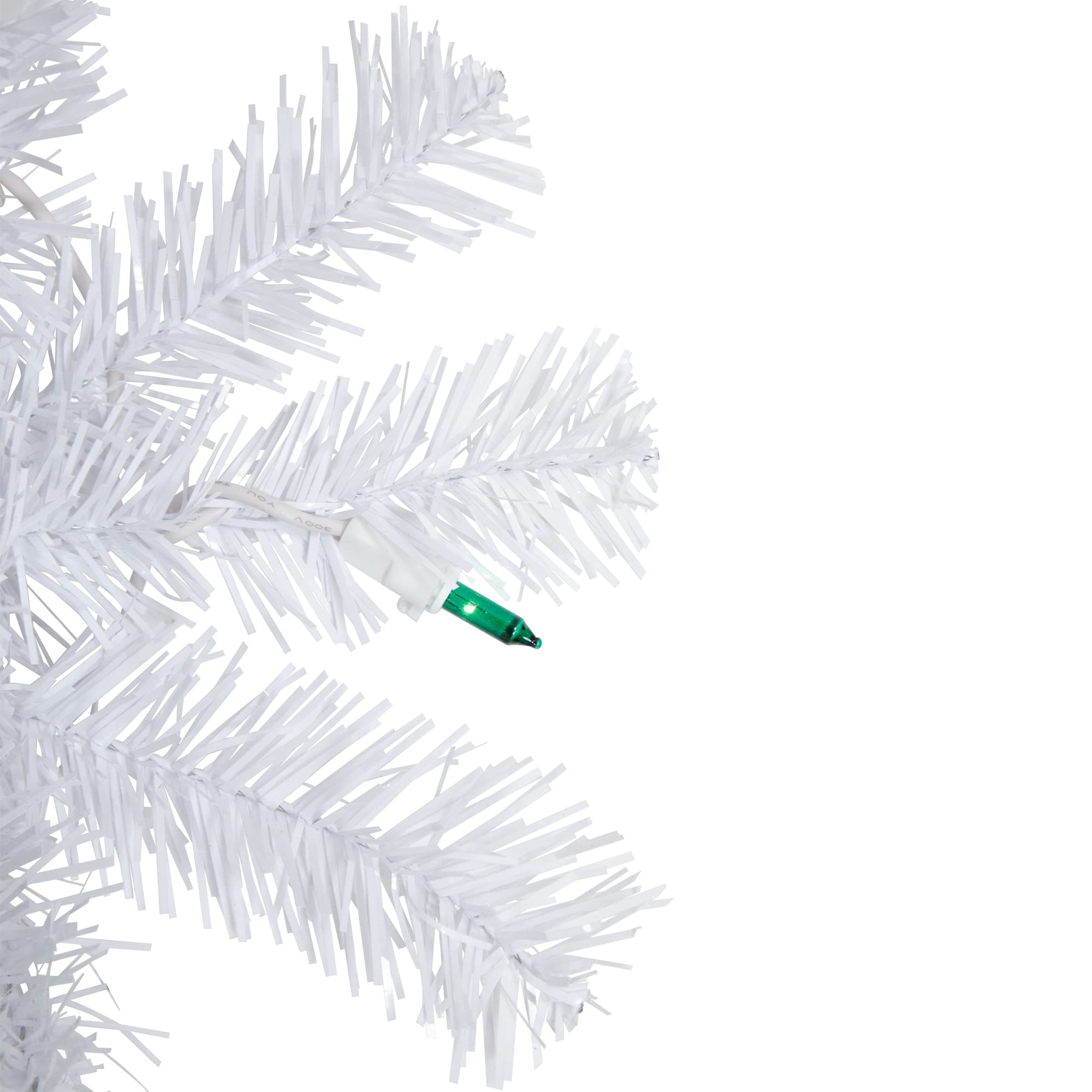 6.5ft Pre-Lit Artificial Christmas Tree with Green LED Lights - White Pine Pencil Style for Holiday Home Decor & Party Decoration