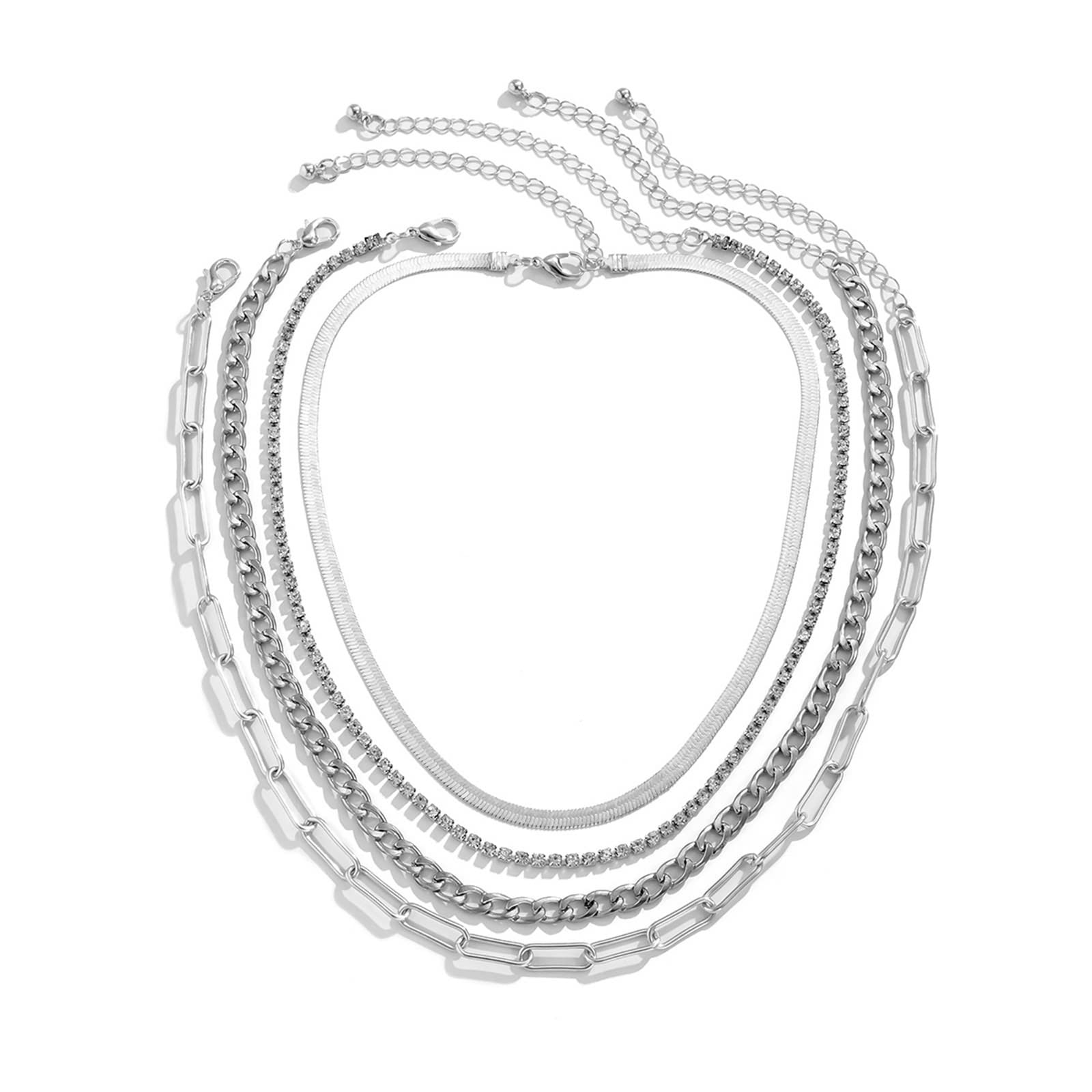 Hoisy Multi-Layered Rhinestone Snake Chain Pendant Necklace for Women & Teen Girls | Elegant Fashion Jewelry for Parties, Dating & Daily Wear