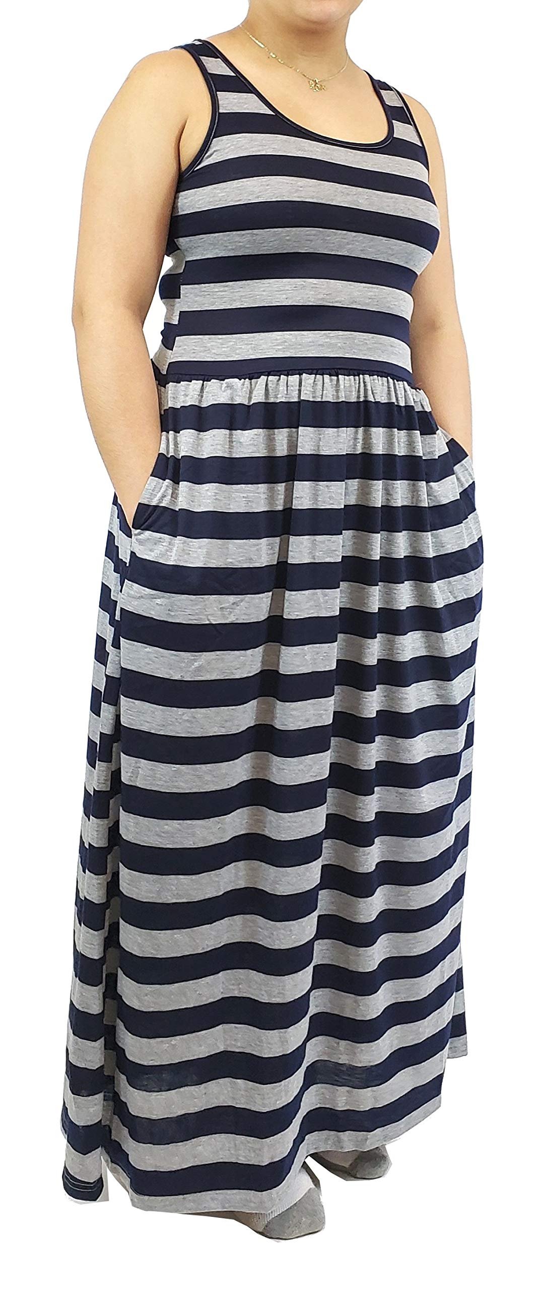 SUMONA Women's Sleeveless Ankle-Length Midi Maxi Dress with Pockets - Perfect for Summer Beach, Vacation & Casual Outings