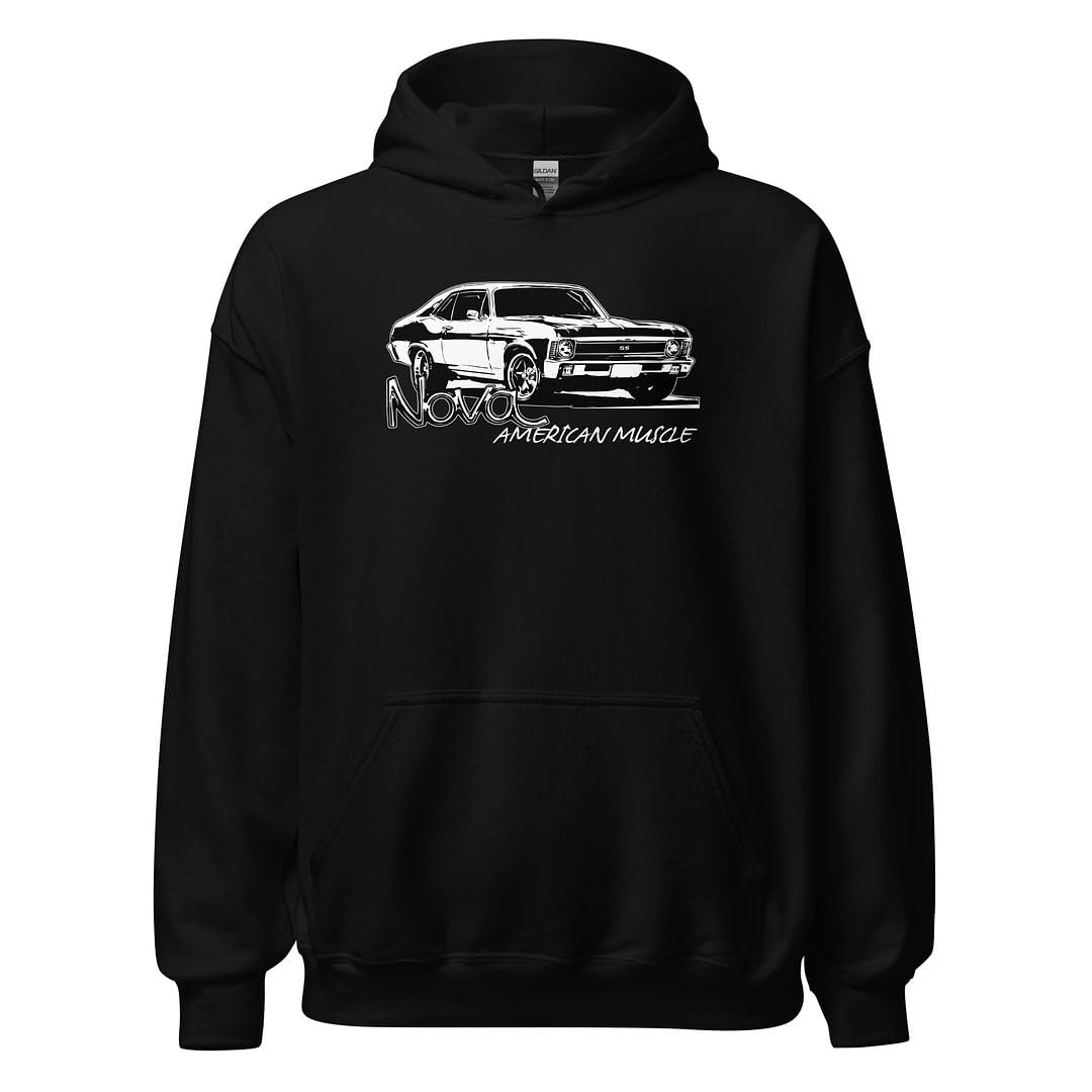 1969 Nova Hoodie for Men - Vintage Car Enthusiast Sweatshirt with Aggressive Thread Design | Perfect for Car Shows, Casual Wear & Automotive Enthusiast Gifts