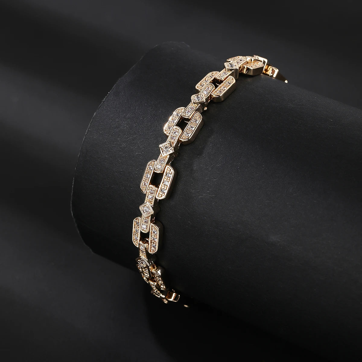 Elegant Cubic Zirconia Geometric Square Chain Link Bracelet for Women - Chic Party Jewelry Gift for Birthday, Anniversary & Special Occasions