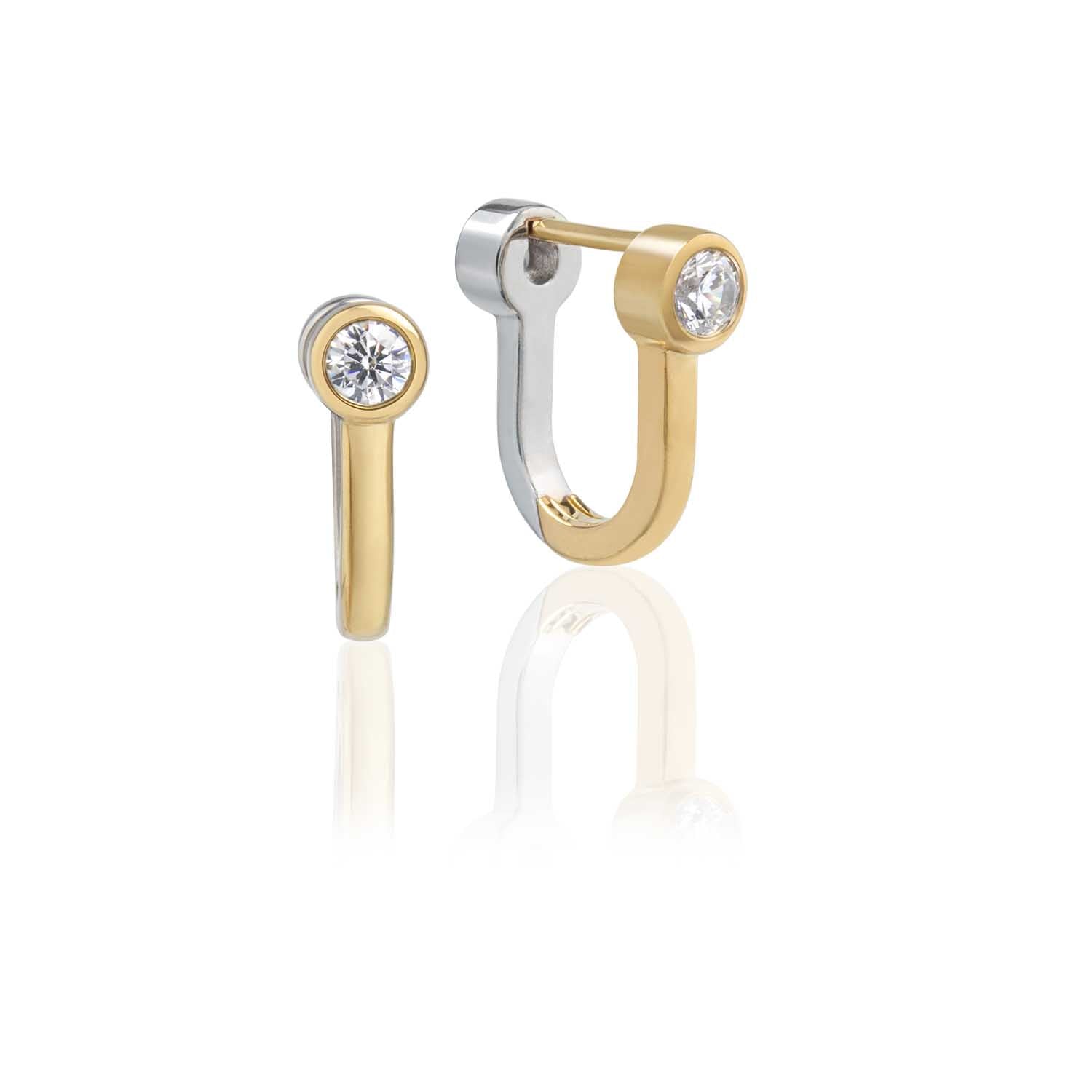 Harmony Stone Reversible Hoop Earrings for Women - Sterling Silver & Gold Plated Dangle Earrings - Trendy Boho Jewelry for Everyday Wear, Parties & Gifts